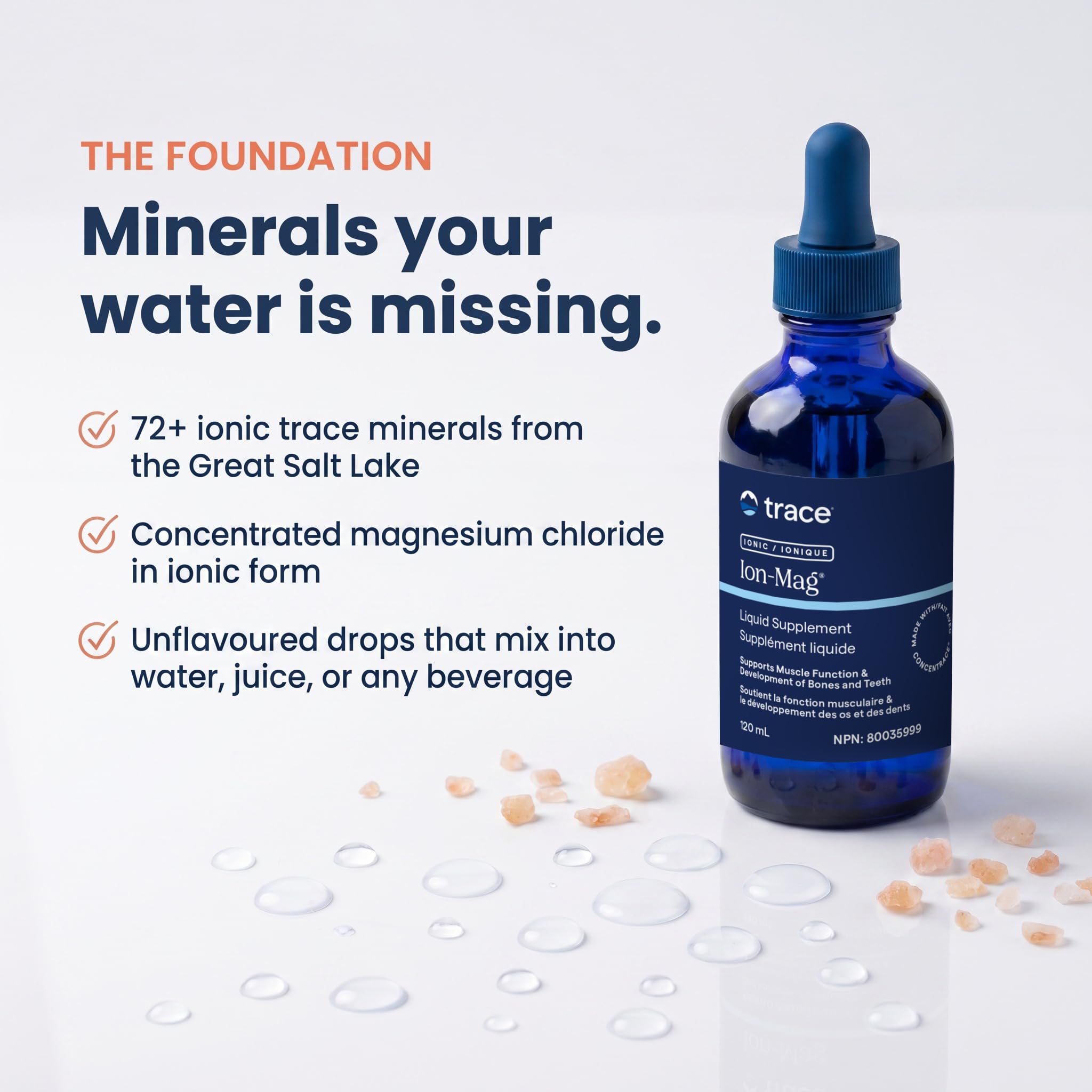 Trace Minerals Research Ion-Mag Liquid Supplement, 120 ml 85-Day Supply - Supports Muscle Function & Development of Bones and Teeth - Vegan and Gluten-Free