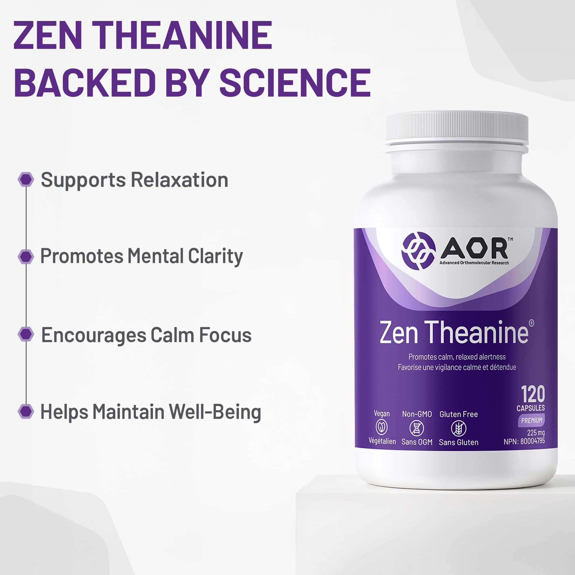 AOR - Zen Théanine - 60 gélules - Favorise la relaxation sans somnolence