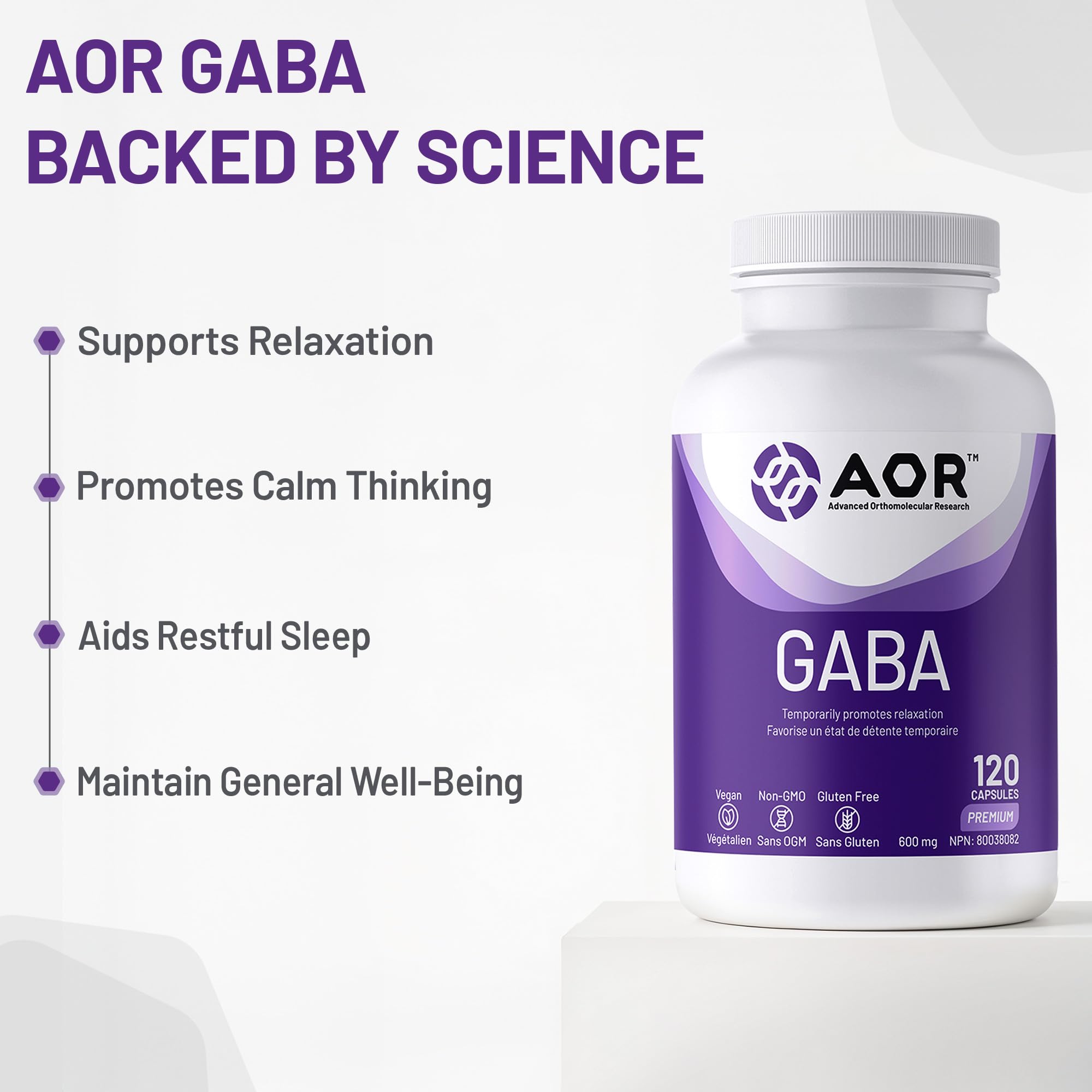 AOR GABA 600mg Complément d'Acide Gamma-Aminobutyrique