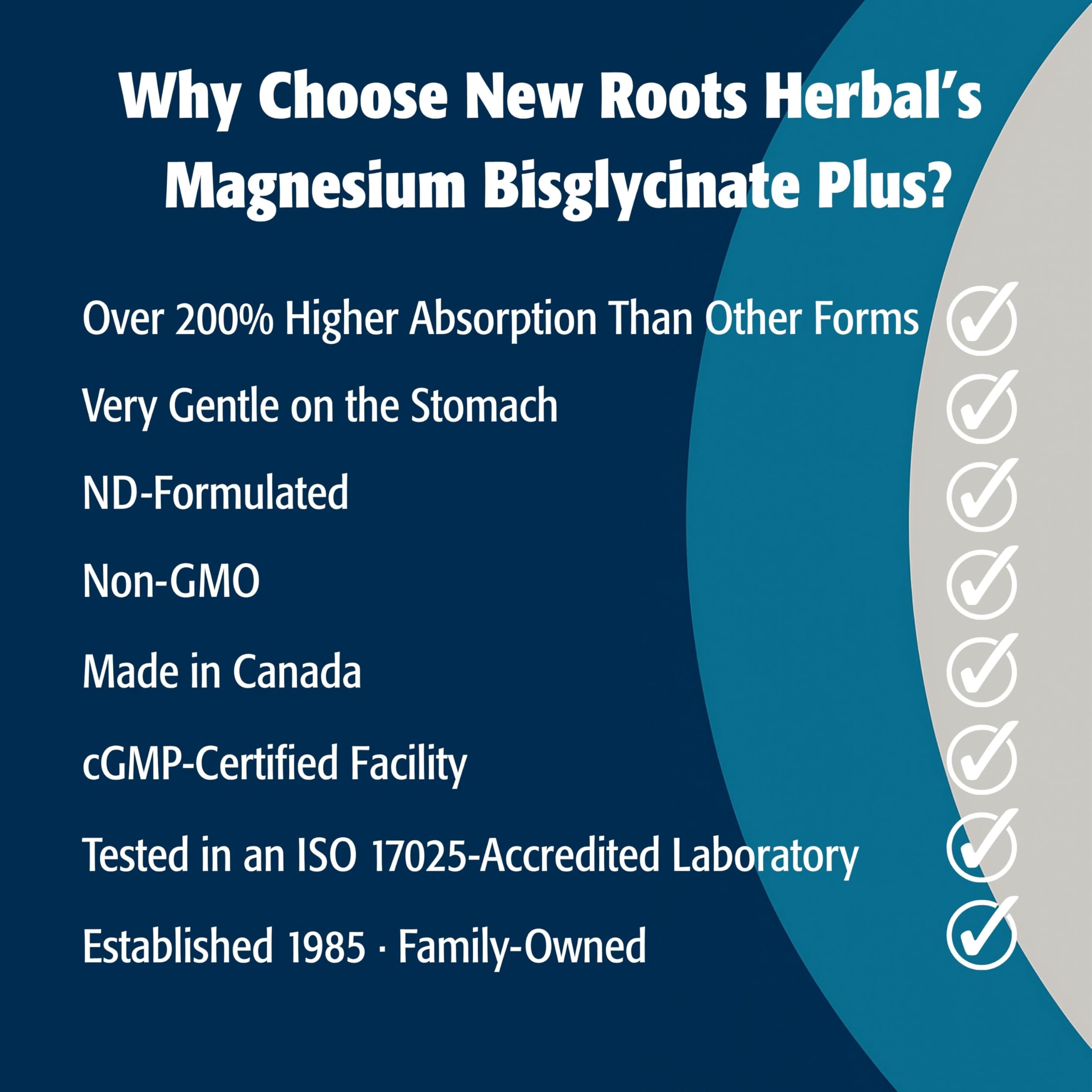 New Roots Herbal Bisglycinate de magnésium Plus, 60 capsules végétales pour 30 jours - 150 mg de magnésium élémentaire, favorise un mode de vie actif, sans OGM, sans gluten, doux pour la digestion avec une absorption supérieure