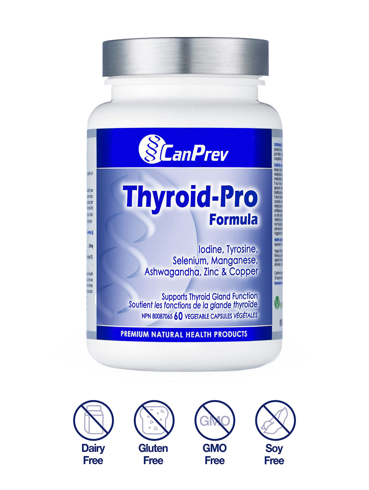 CanPrev Thyroid-Pro Formula, Ashwagandha & Zinc, 60 Capsules, 30-Day Supply