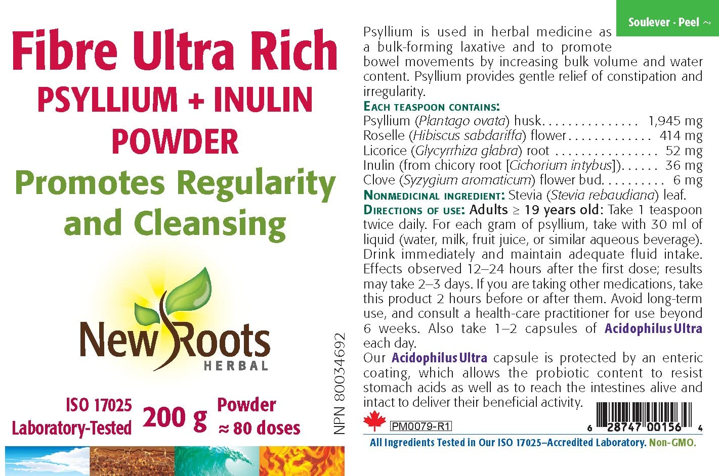 New Roots Herbal - Fibres ultra riches Psyllium + Inuline