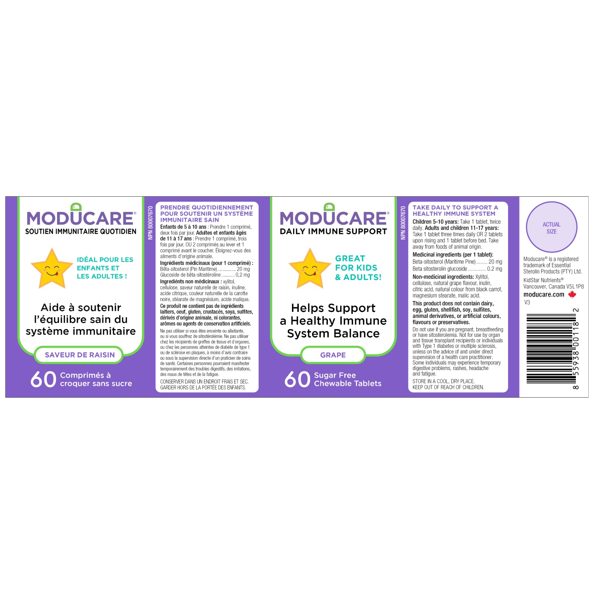 Moducare Kid's Grape Chews, 60 Chews