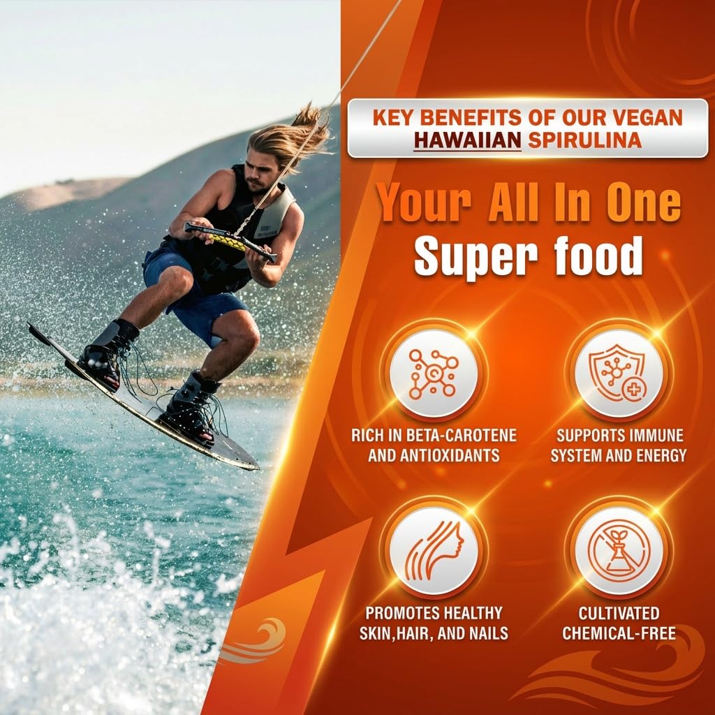 Gandalf Hawaiian Spirulina 400mg, 150 Vegan Capsules - Non-GMO and Gluten-Free - Pure Blue-Green Algae, Rich in Beta-Carotene, Vitamins, Iron, Antioxidants - Supports Immune Health