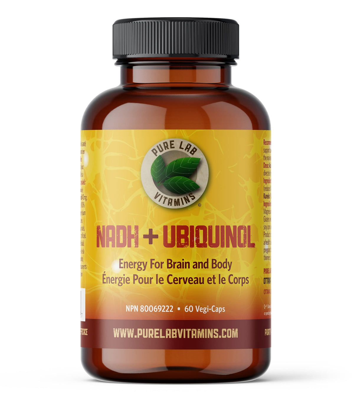 Pure Lab Vitamins | NADH Nicotinamide Adenine Dinucleotide + Coq10 Ubiquinol | 60 Capsules | Vitamin B3 Supplement | B3 Vitamin Nicotinamide Supplement | Brain Energy, Mental Clarity Supplemet