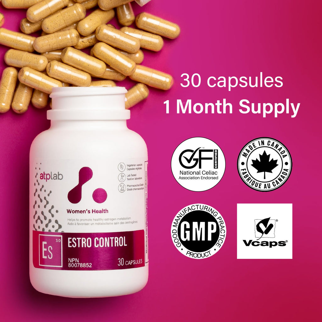 ATP LAB Estro Control 30 Veg Caps 30-Day Supply, Features DIM, Turmeric Extract & Resveratrol, Daily Supplement for Women, Supports Everyday Wellness, Balance & Comfortable Monthly Routine, Lab Tested