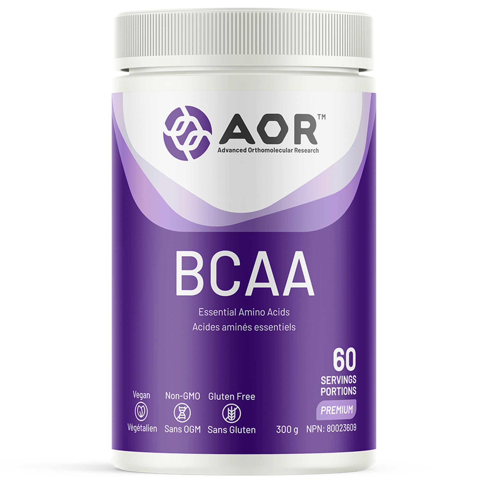 AOR BCAA 5000mg, 300g Poudre 60 portions - Complément d'acides aminés à chaîne ramifiée avec L-Leucine, L-Valine, L-Isoleucine, Soutien pour la récupération après l'entraînement, l'énergie et la performance - Végétalien, Sans OGM, Facile à mélanger