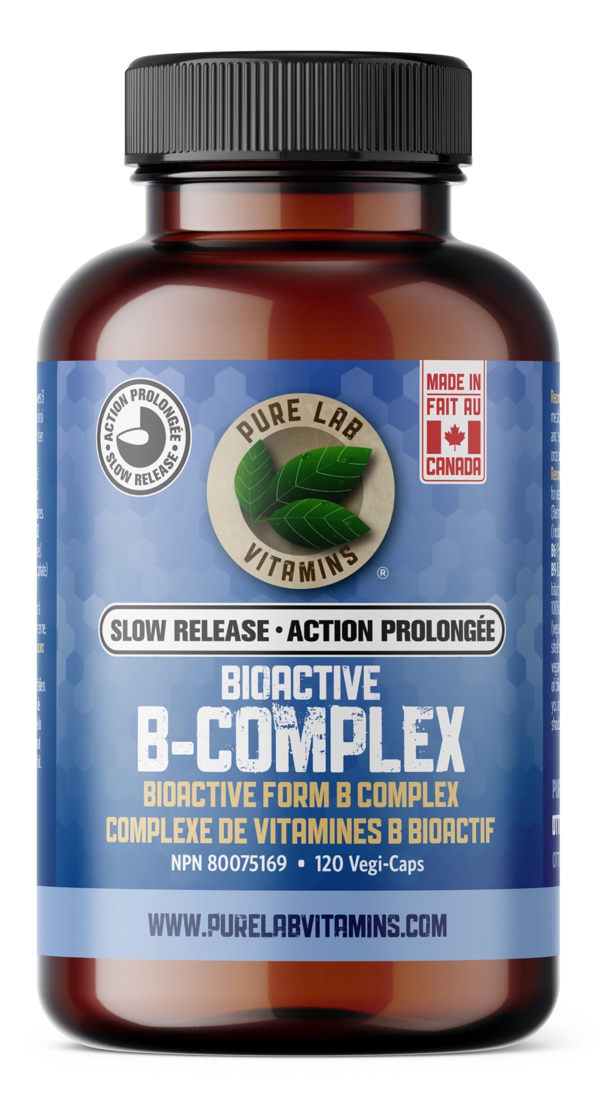 Pure Lab Vitamin | Slow Release Bioactive B Complex | 120 Capsules | Vitamin B-Complex Supplements | Metabolic Support Immune System | Vitamin B Pressure Complex | B Complex Vitamins for Men and Women
