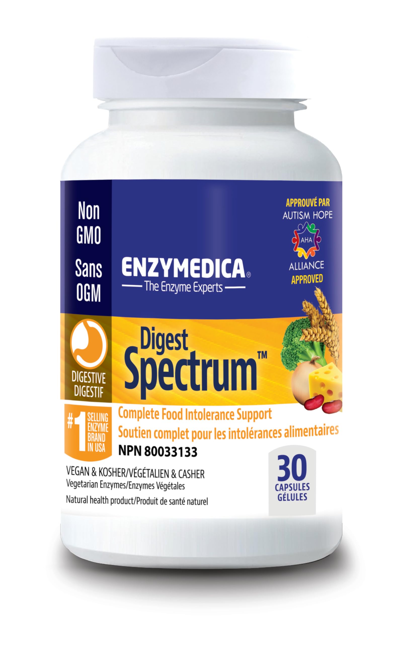 Enzymedica - Digest Spectrum - Broad-Spectrum Digestive Enzyme Supplement for Comfortable Mealtime Experience, Helps with Food Sensitivity Support, Dairy, Gluten-Free