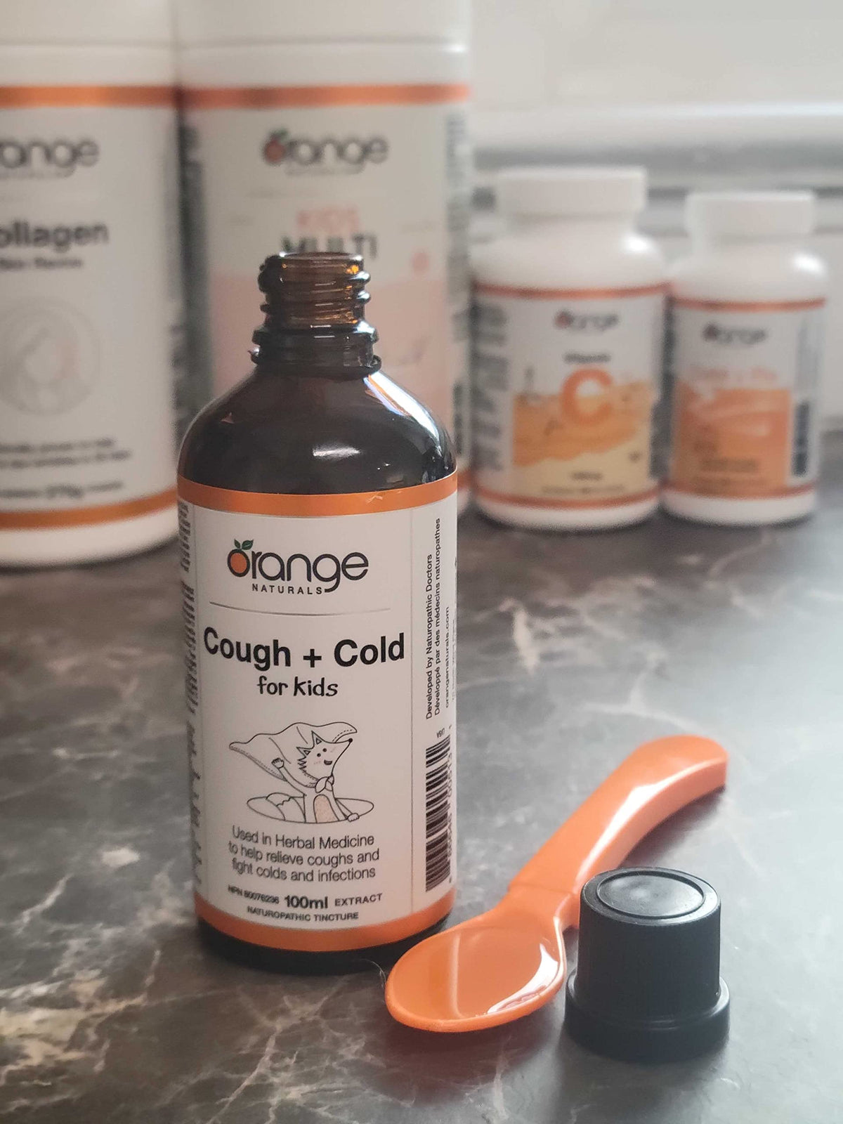 Orange Naturals - Cough and Cold for Kids 100 ml Liquid Tincture 40-Servings - Vegan, Gluten and Dairy-Free - Help Relieve Coughs and Fight Colds, Catarrhs, Bronchitis and Congestion
