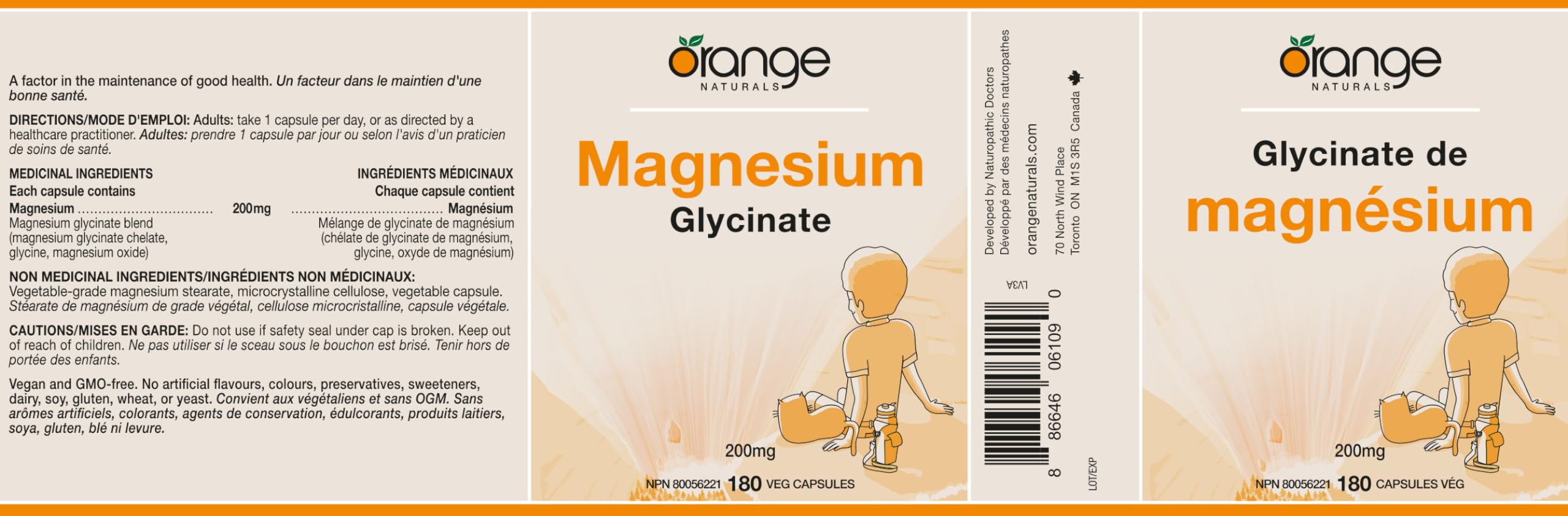 Orange Naturals Magnésium Glycinate 200mg