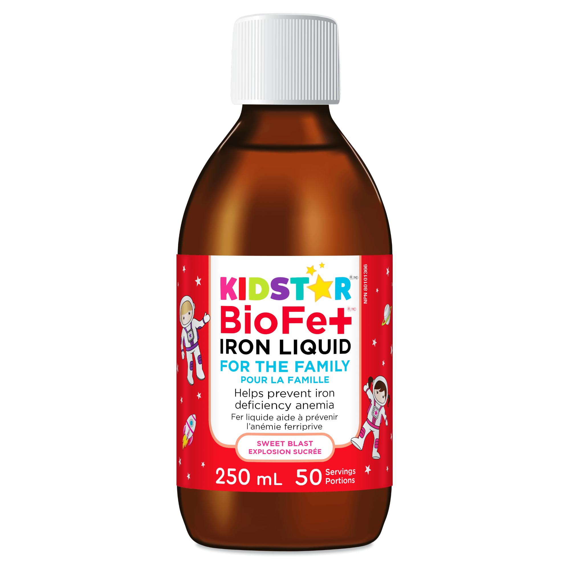 KidStar Nutrients - BioFe+ Iron Liquid for the Family, 250ml 50-Servings - Helps to Prevent Iron Deficiency Anemia - No Stomach Upset and Constipation - Vegan, Non-GMO, Gluten-Free and Sugar-Free