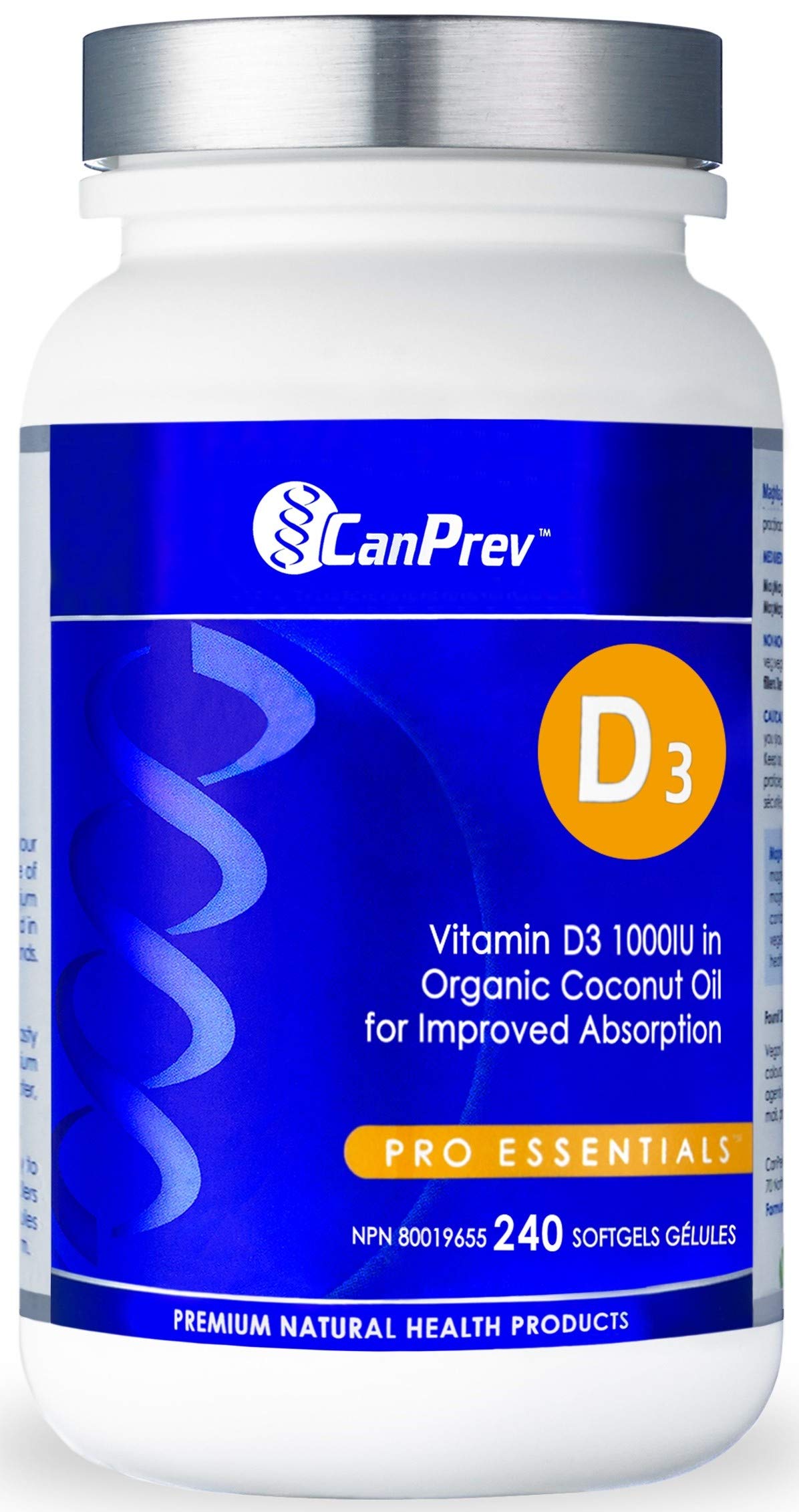 CanPrev Vitamin D3, 1000 IU, 240 Softgels, Bone Support, 240 Day Supply