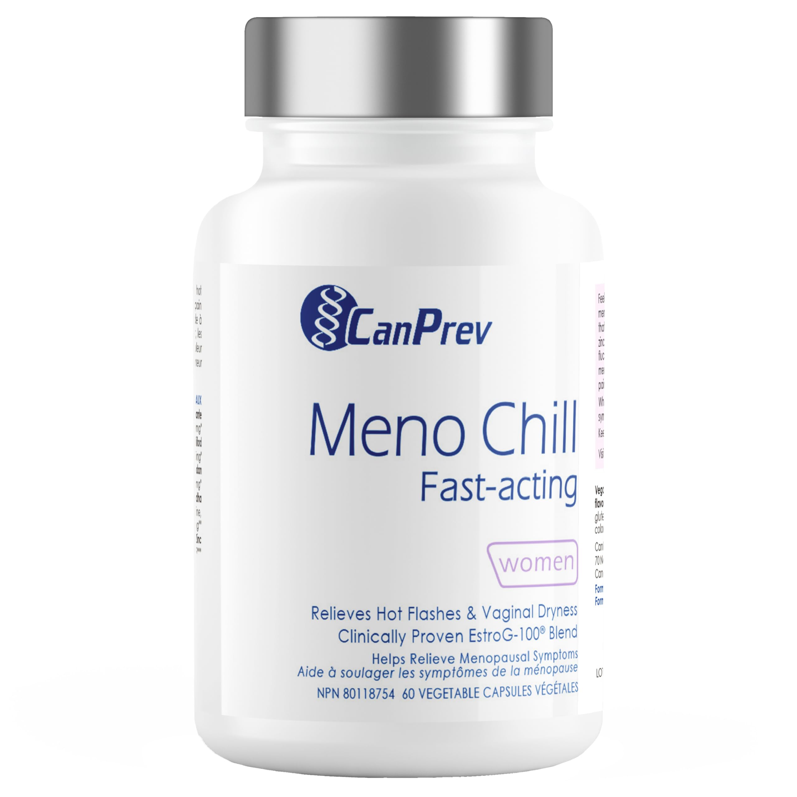 CanPrev Meno Chill Fast-Acting Menopause Supplement for Women, 60 V-Caps 30-Day Supply - Support for Hot Flashes & Hormone Balance, EstroG-100, KSM-66 Ashwagandha for Daily Vitality and Skin Support