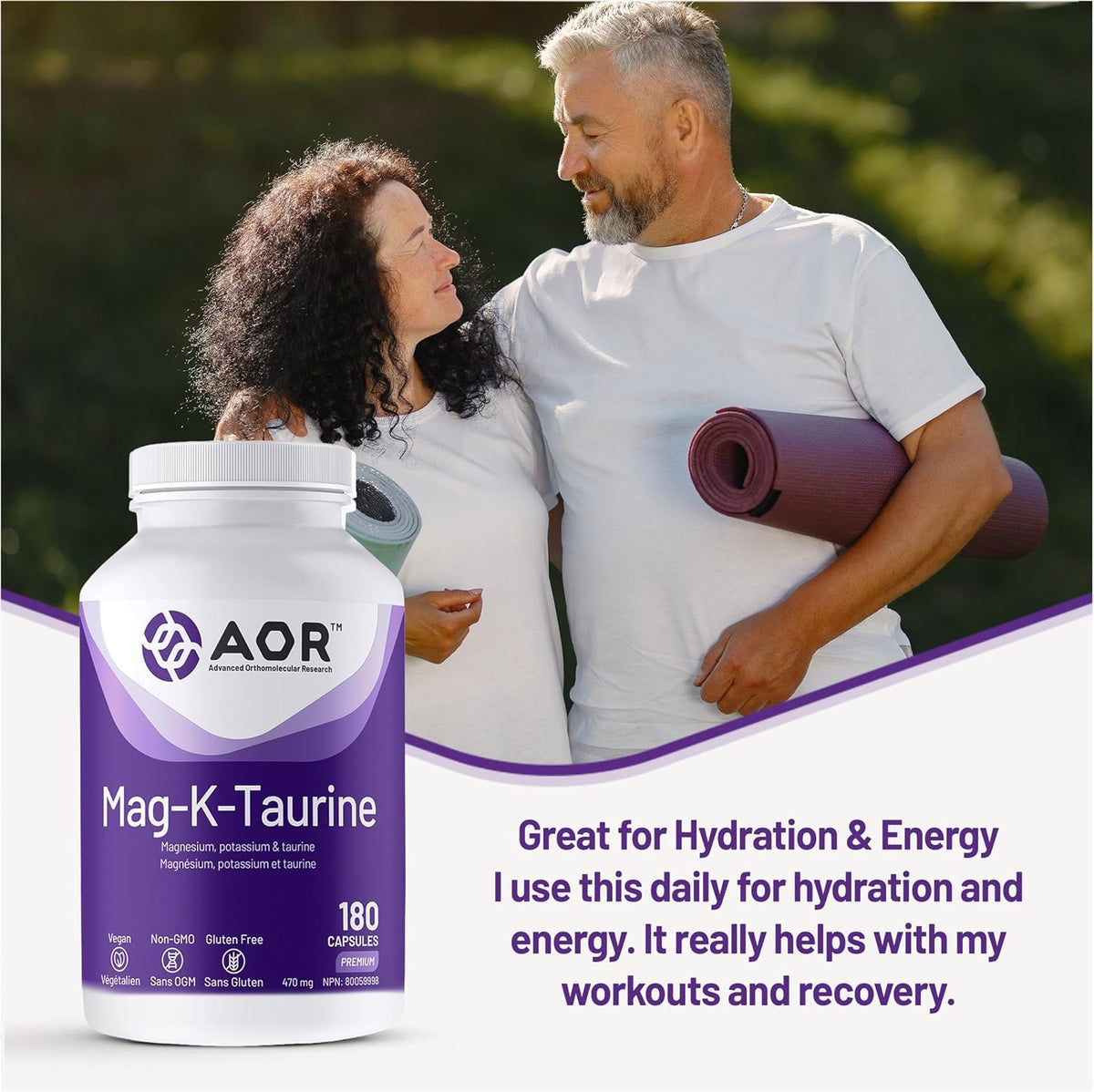 AOR Mag-K-Taurine Magnesium Citrate Capsules, Third Party Tested, 180 Caps