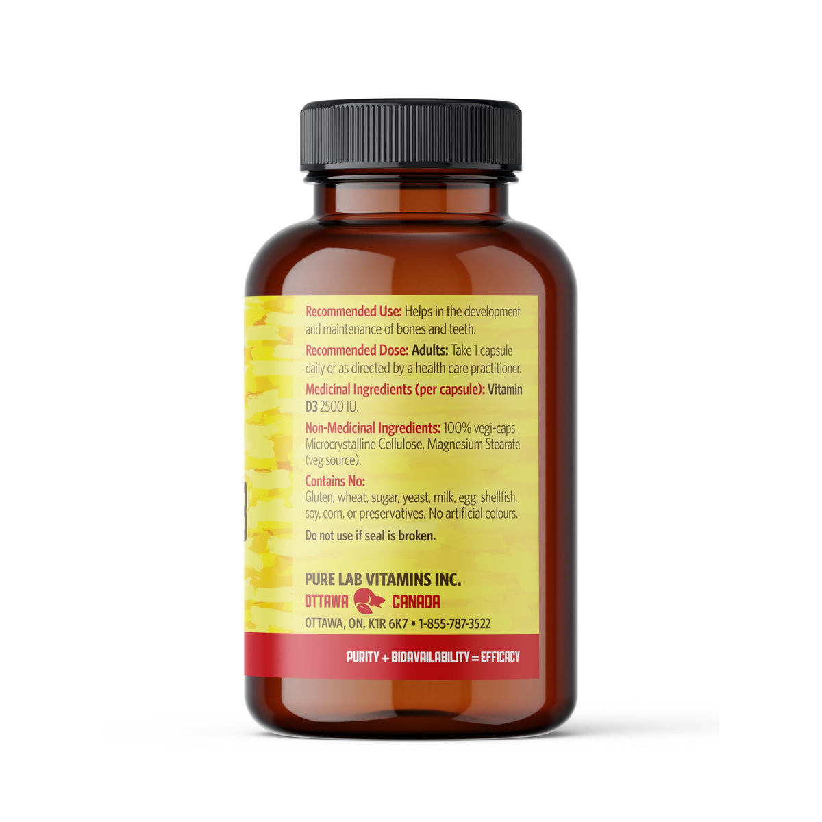 Pure Lab Vitamins | Vitamin D3 2500IU | 240 Capsules | Mood Booster, Bone Health, Teeth Health & Immune System Support | Vitamin D3 Cholecalciferol | Vitamin D3 Capsules | Vitamin D3 Supplement