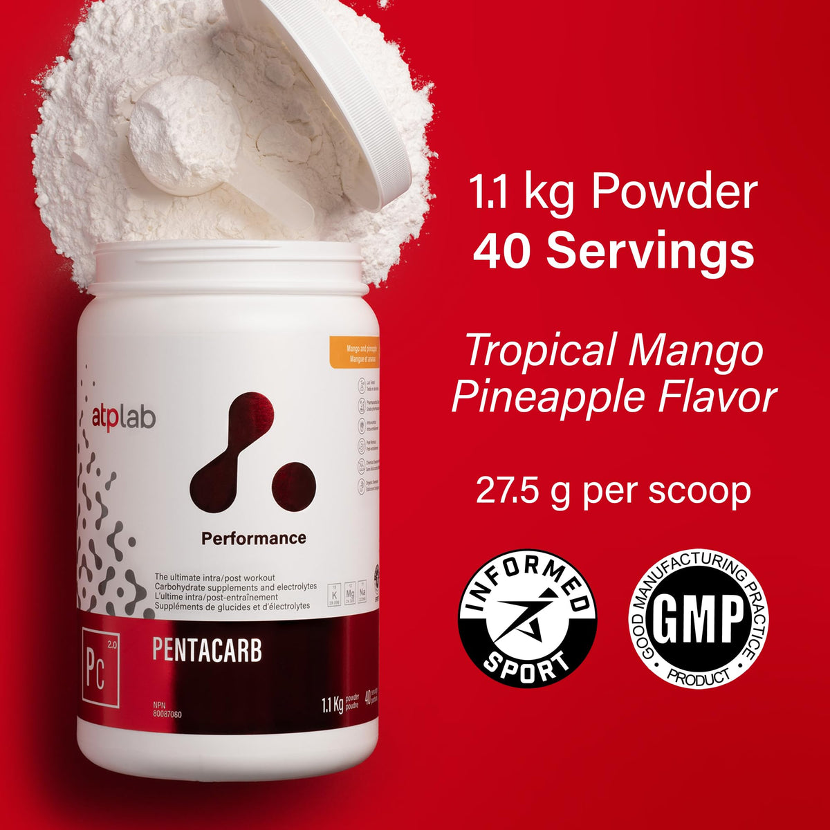 atplab Pentacarb Carbohydrate & Electrolyte Powder, Mango & Pineapple, 1 kg