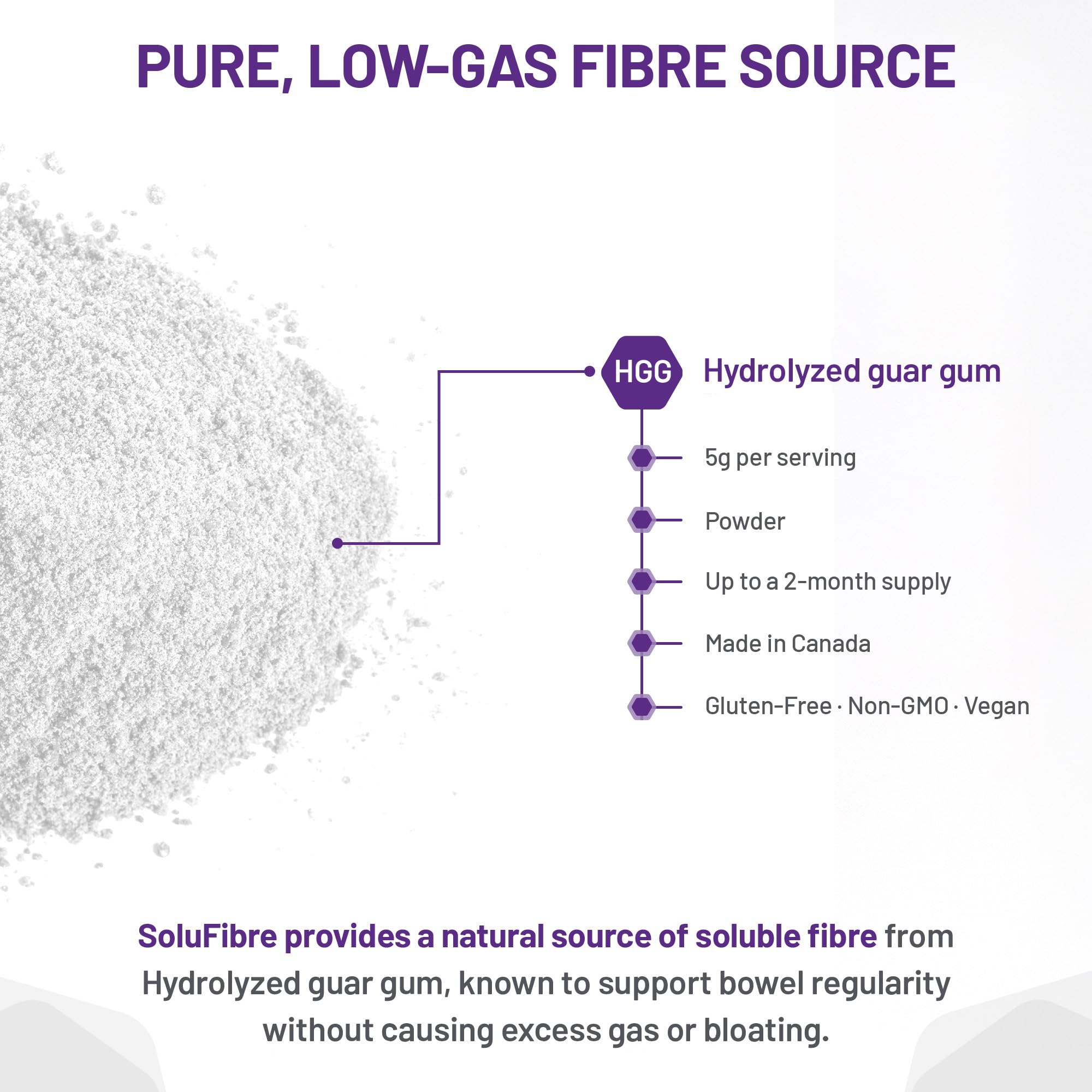 AOR - SoluFibre Poudre, 300 g 60 portions - Gomme de guar partiellement hydrolysée Sunfiber pour le confort digestif et la régularité - Végétalien, sans OGM et sans gluten - Supplément de fibres prébiotiques douces - Fibres solubles