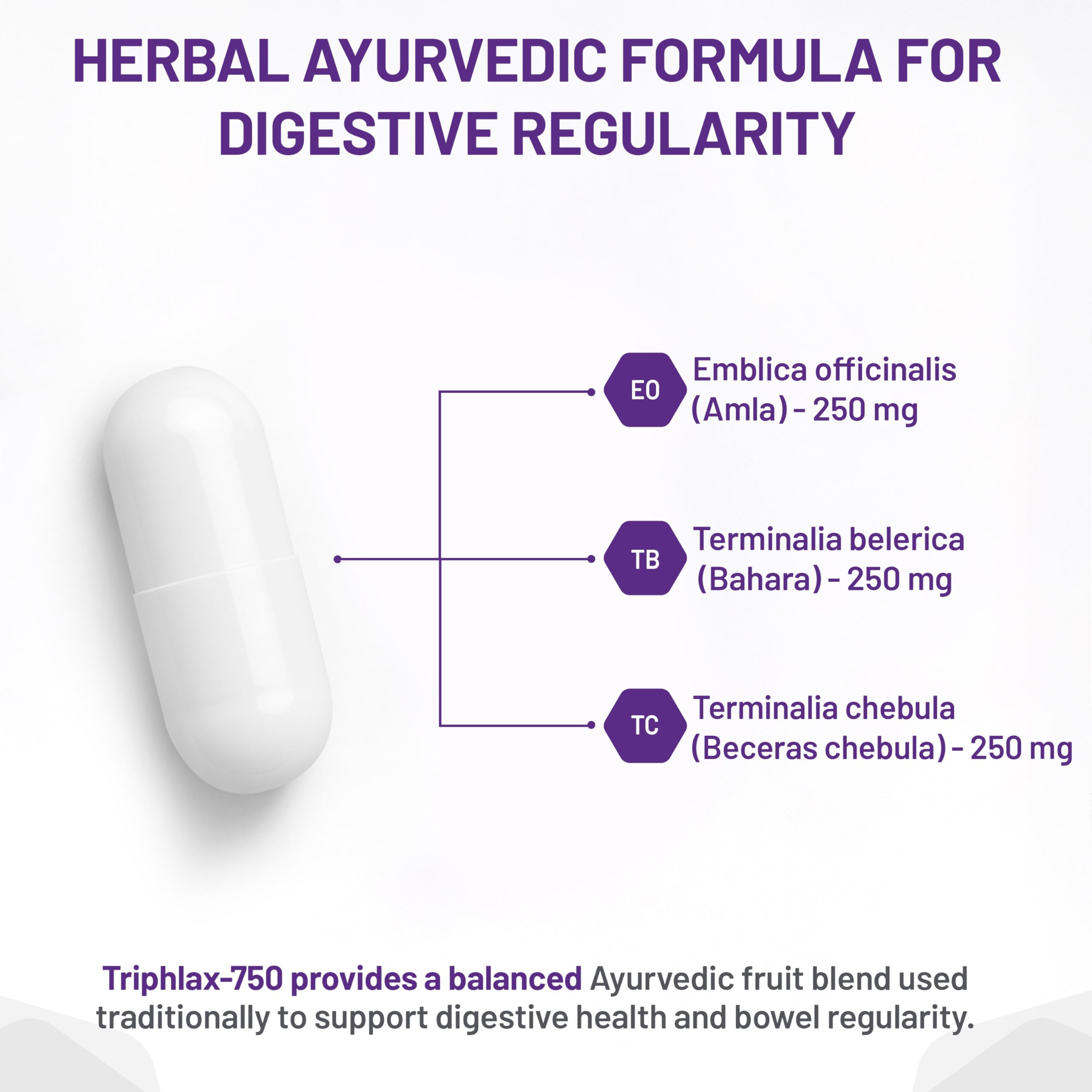 AOR Triphlax 750mg 100 gélules – Complément ayurvédique Triphala pour la santé digestive, la régularité intestinale et le nettoyage du côlon, sans gluten, sans OGM et végétalien – Extraits d'Haritaki, d'Amla et de Bibhitaki