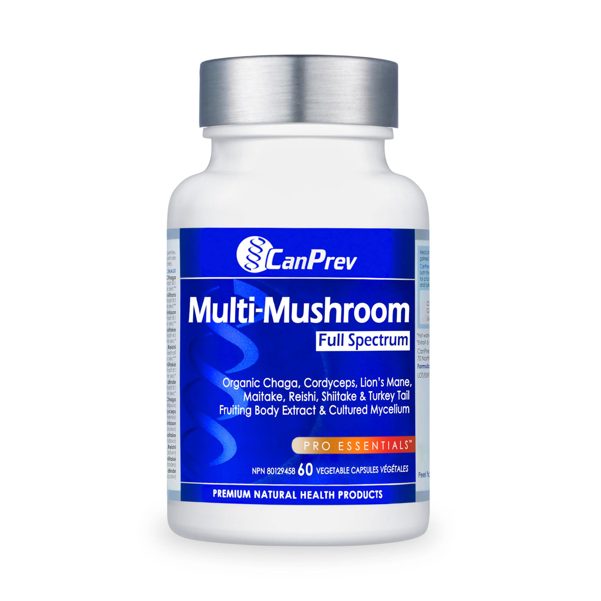 CanPrev Multi-Mushroom Supplement, 60 Vegan Capsules, 60-Day Supply
