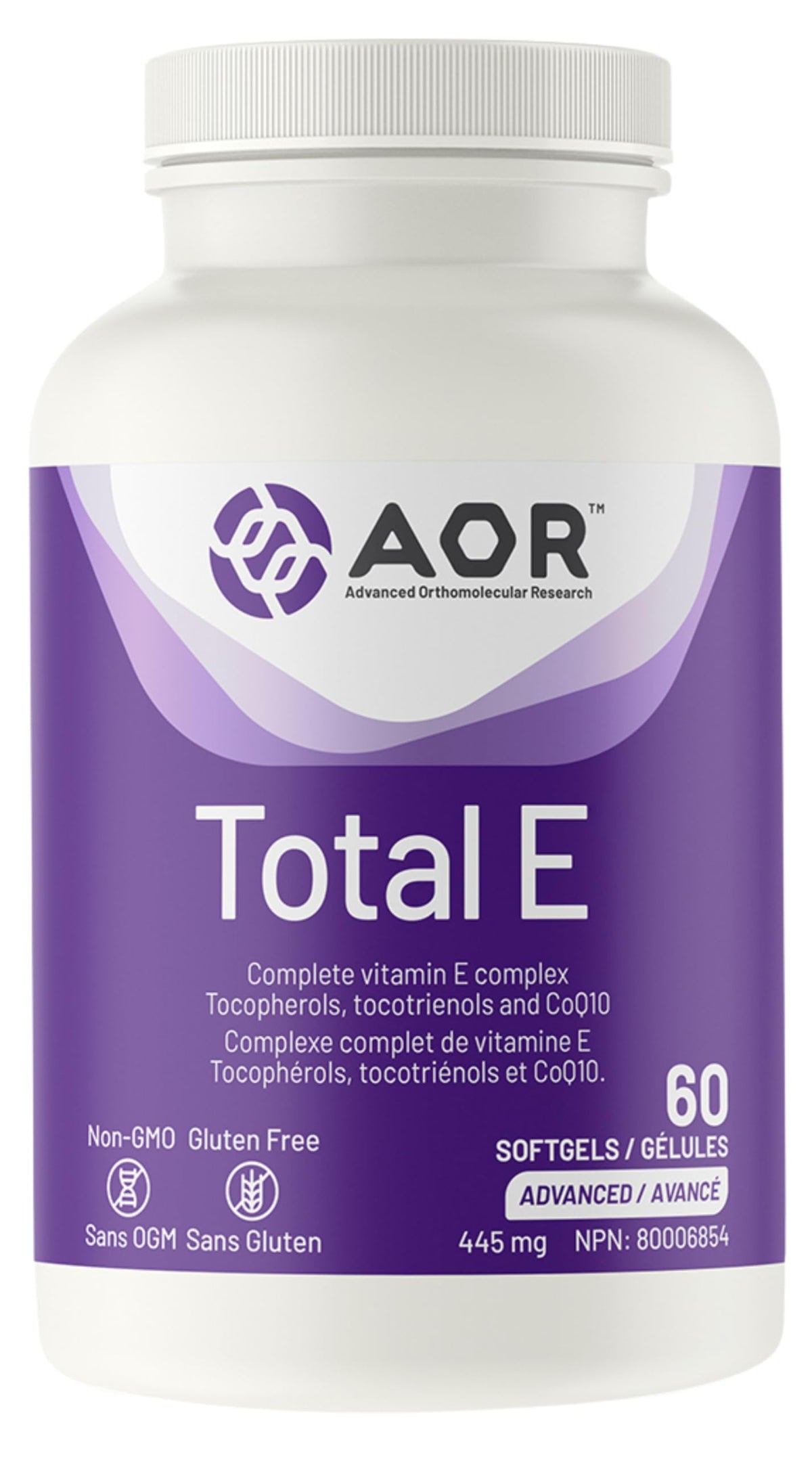 AOR Vitamin E Softgels, Total E, All 8 Forms, 30 mg CoQ10, 60-Day Supply