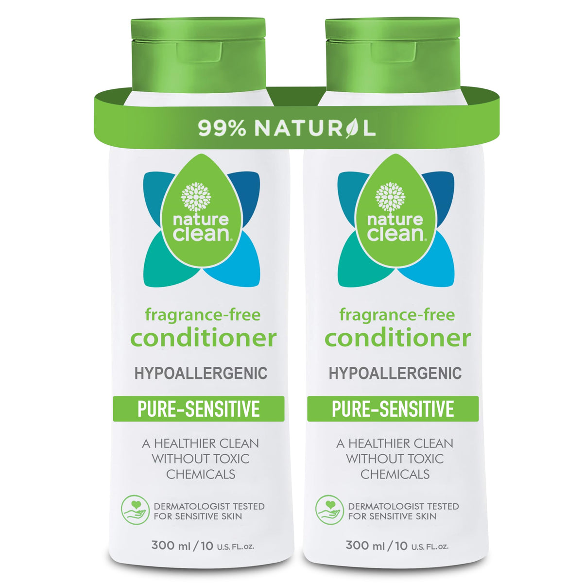 Nature Clean Pure Sensitive Shampoo, Hypoallergenic, Fragrance Free, Sensitive, Dermatologist Tested, 300 ml,10 Oz