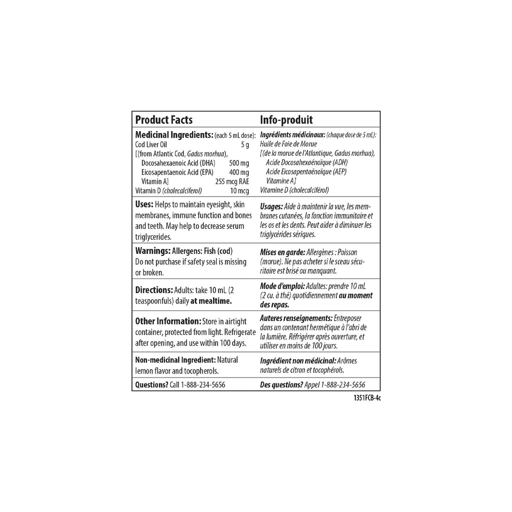 Carlson - Cod Liver Oil, 1100 mg Omega-3s + A & D3, Wild-Caught Norwegian Arctic Cod-Liver Oil, Sustainably Sourced Nordic Fish Oil Liquid