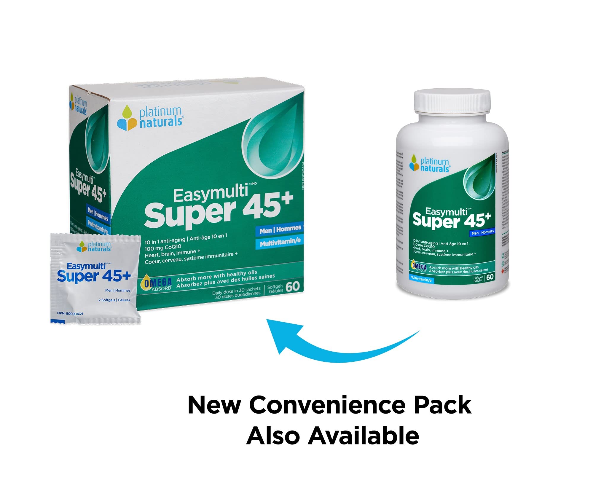 Platinum Naturals - Super Easymulti 45+ pour hommes | Anti-âge | 100 mg de CoQ10