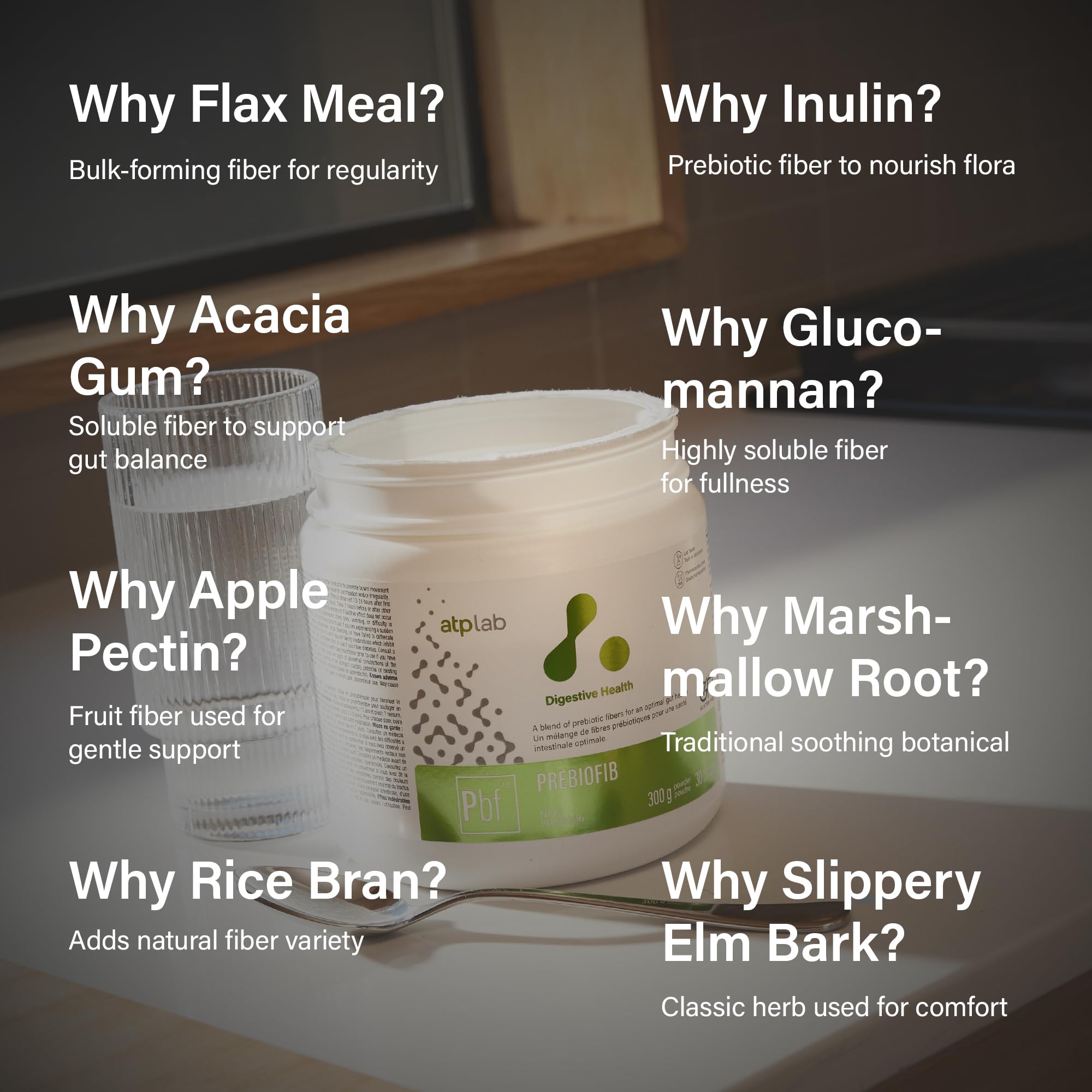 ATP LAB - PreBioFib Regular 300g 30-Servings - Prebiotic Fiber Powder Supplement - Soluble Fiber Supplement for Constipation, Gut Health and Digestive Health