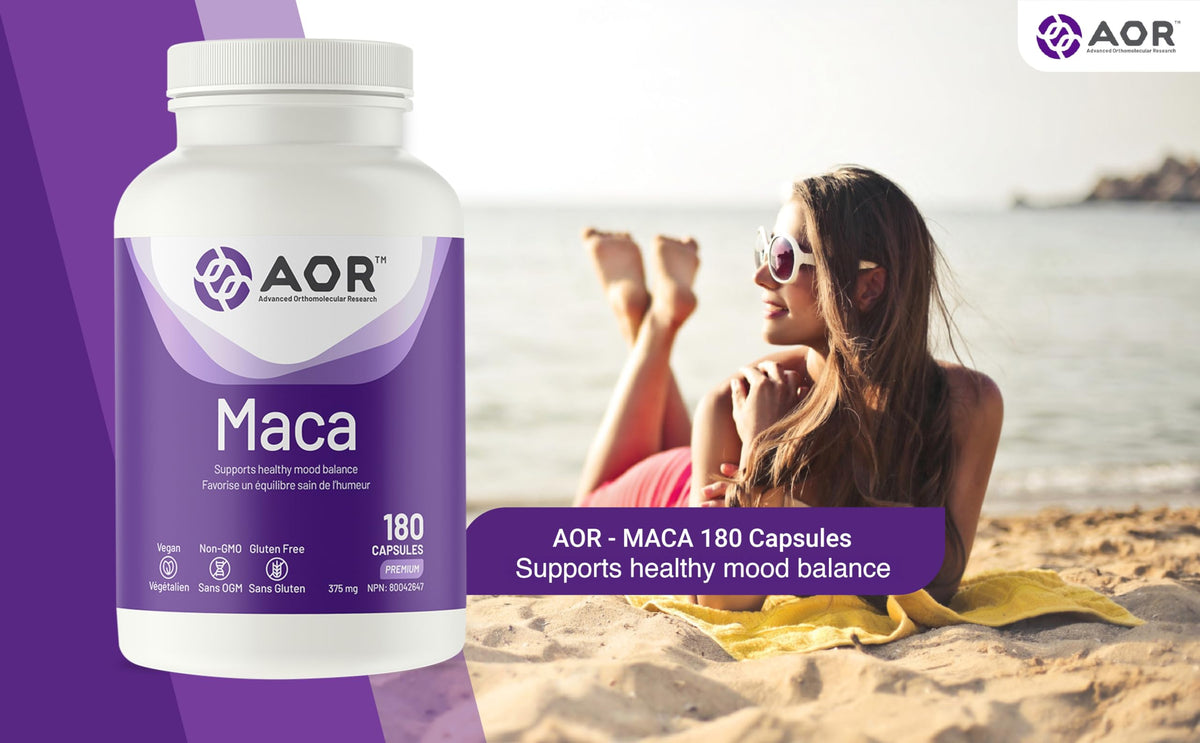 AOR Maca Root Supplement, Menopause Support, 180 Capsules, 90 Day Supply