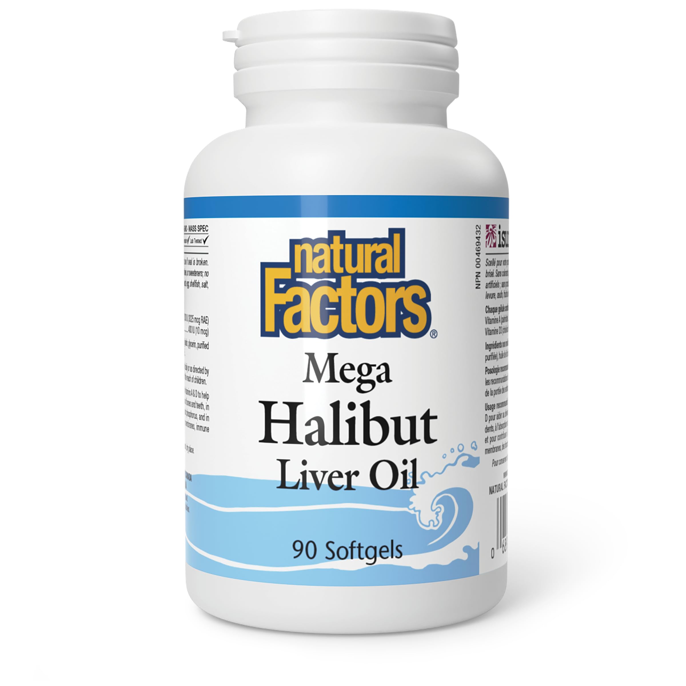 Natural Factors Mega Halibut Liver Oil, 90 Softgels, Vitamin A = 10,000 IU, Vitamin D3 = 400 IU, Helps to Maintain Eyesight, Skin, Membranes, Immune Function & Night Vision, Proudly Canadian