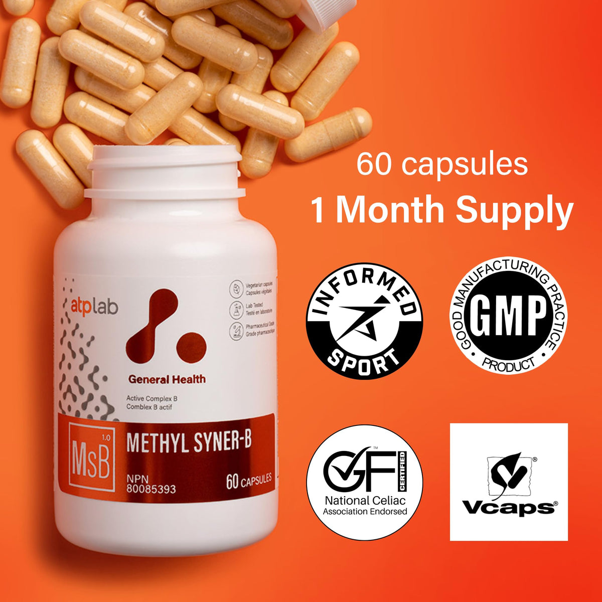 atplab Methyl Syner-B Vitamin B Complex, Methylated B Complex, 60 Capsules