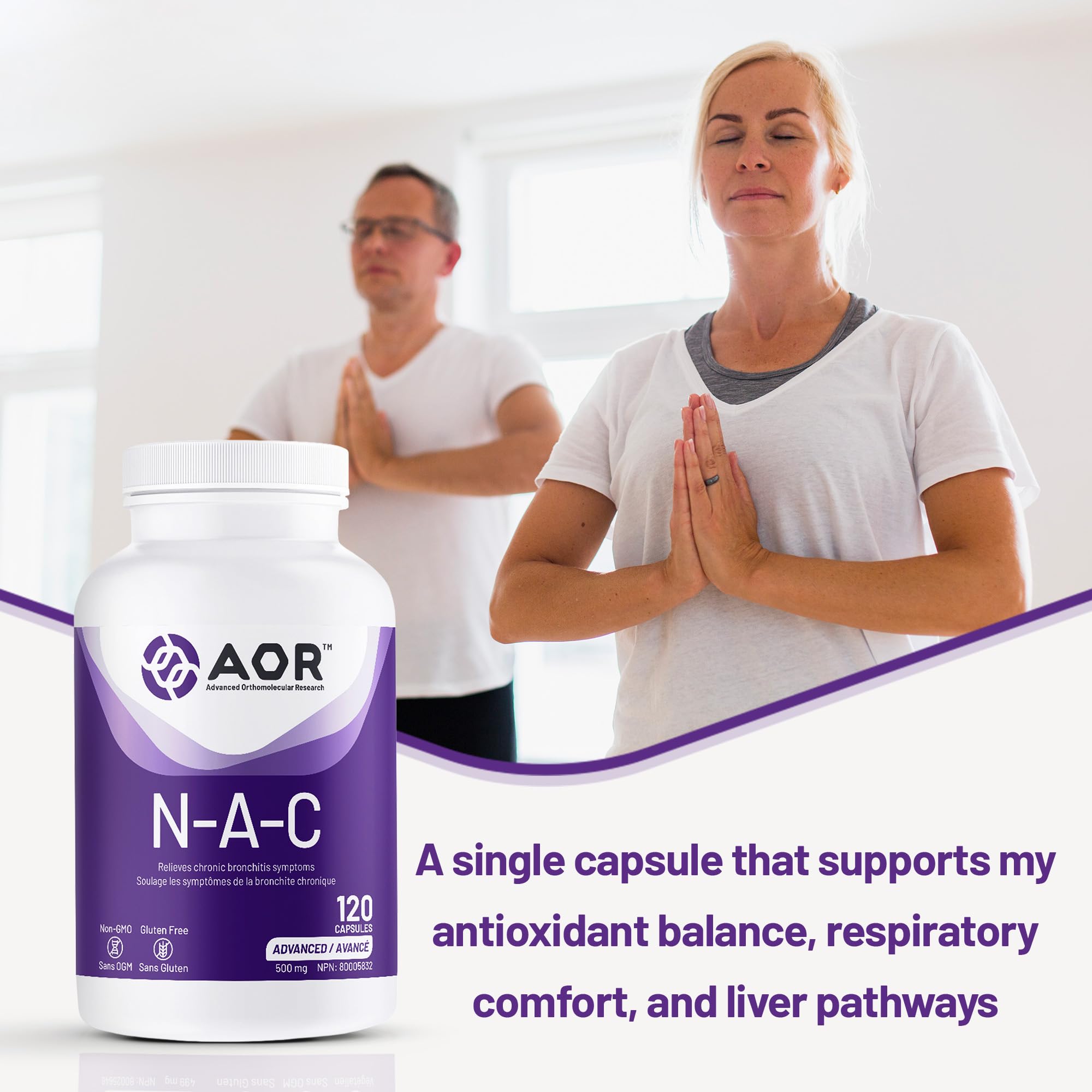 AOR - Complément de NAC 500mg N-Acétylcystéine, 120 Gélules - Soulagement du mucus, Soulagement de la bronchite, Évacuation du mucus, Complément respiratoire et de détoxification - Gélules de N-Acétylcystéine NAC 500mg
