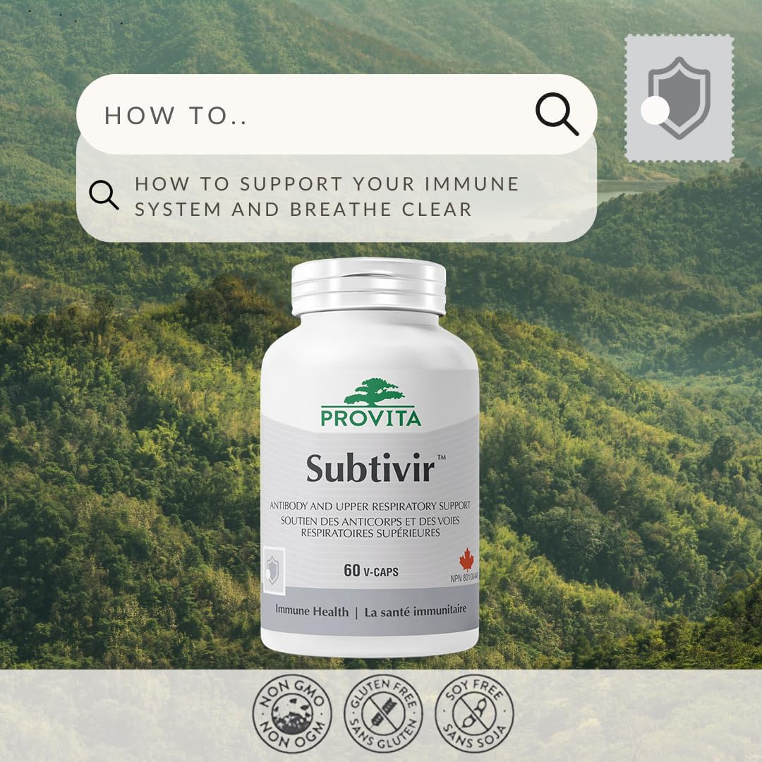 Provita Subtivir™ : Stimulateur immunitaire supérieur pour les voies respiratoires - Stimule la production d'anticorps et cible les agents pathogènes respiratoires (60 gélules)