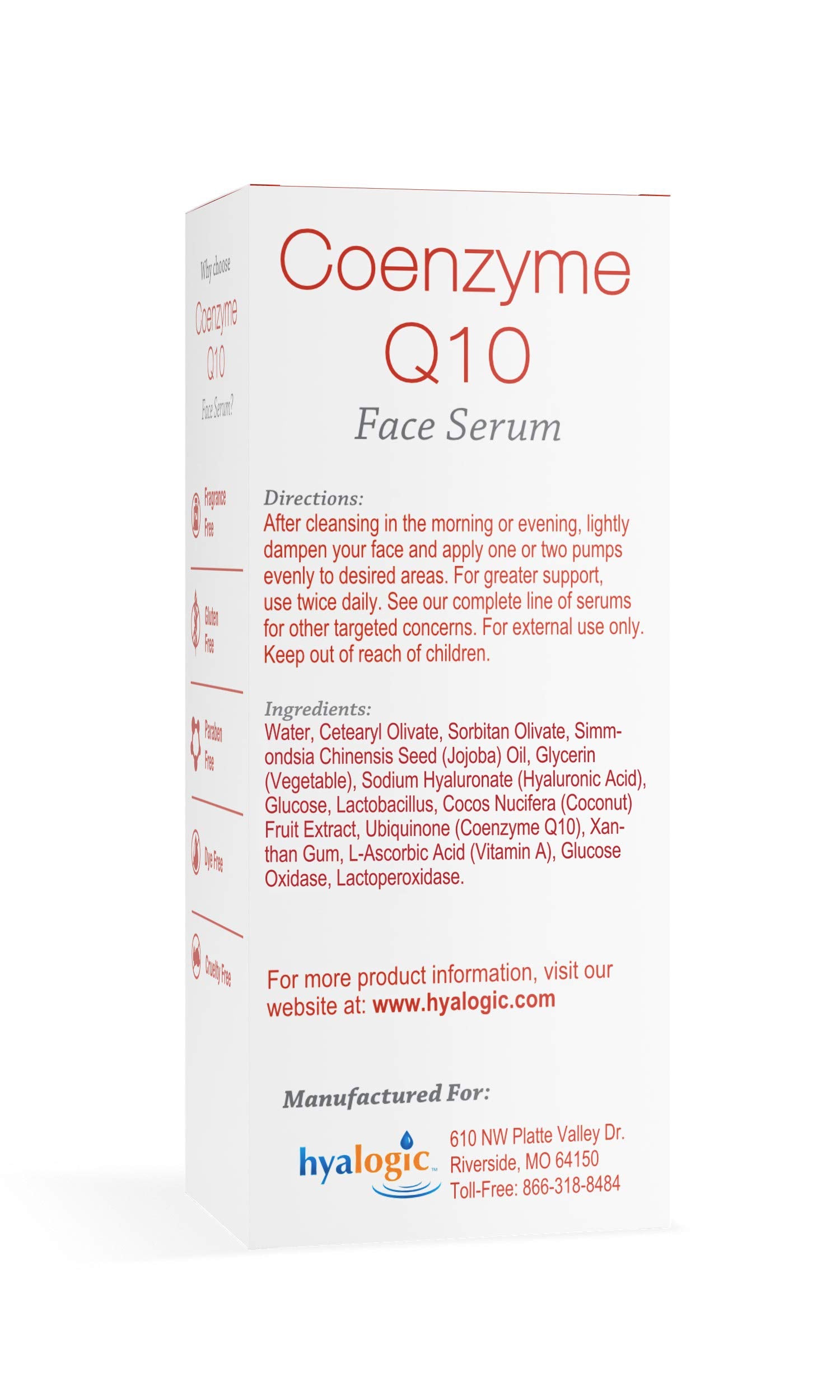 Sérum de coenzyme Q10 Hyalogic Episilk avec acide hyaluronique pour le soutien du collagène | Sérum raffermissant visible pour le visage pour peaux sèches | Rajeunissement de la peau - Sérum antioxydant (30 ml)
