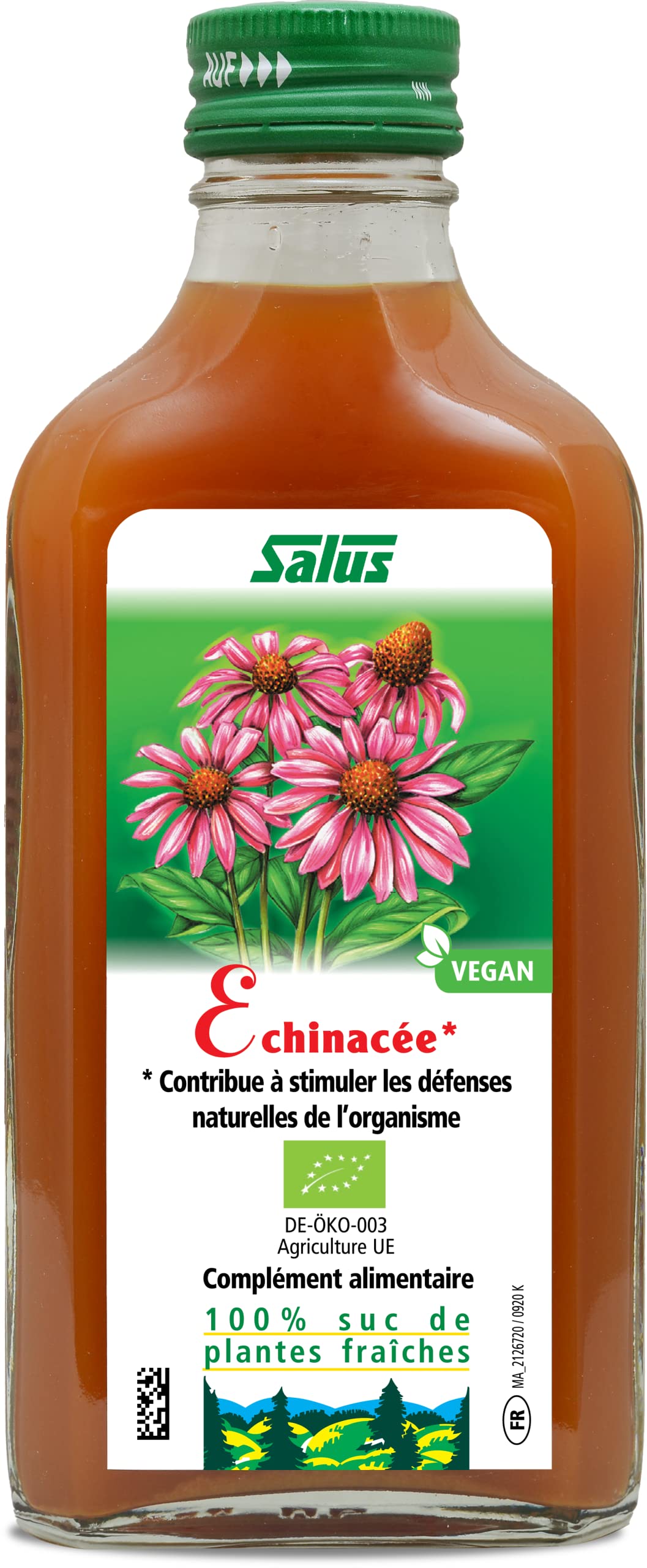 Jus de plante fraîche d'échinacée Salus | Complément à base de plantes pour la toux et le rhume | Réduit l'inflammation | Soutien du système immunitaire pour adultes et enfants | Convient aux végétaliens