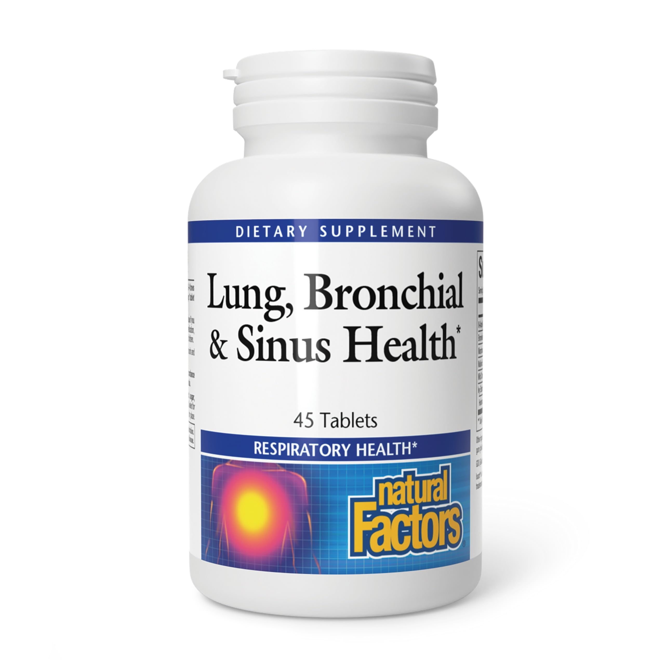 Natural Factors - Lung, Bronchial, & Sinus Health, Promotes Lung Health, 45 Tablets
