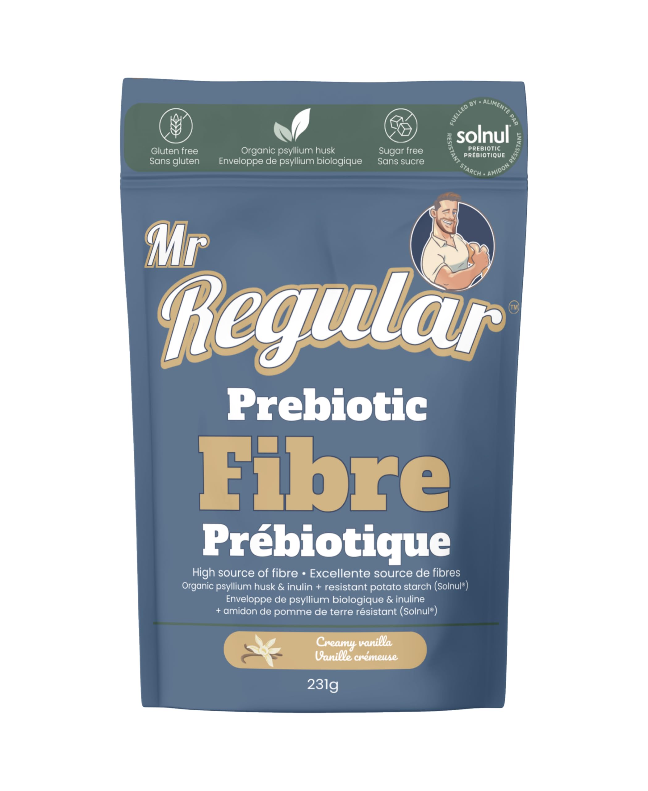 M. Regular Poudre de Fibres Prébiotiques 231g 21 portions | Mélange Biologique de Psyllium et d'Amidon de Pomme de Terre Résistant | Riche en Fibres | Sans Sucre et Sans Gluten