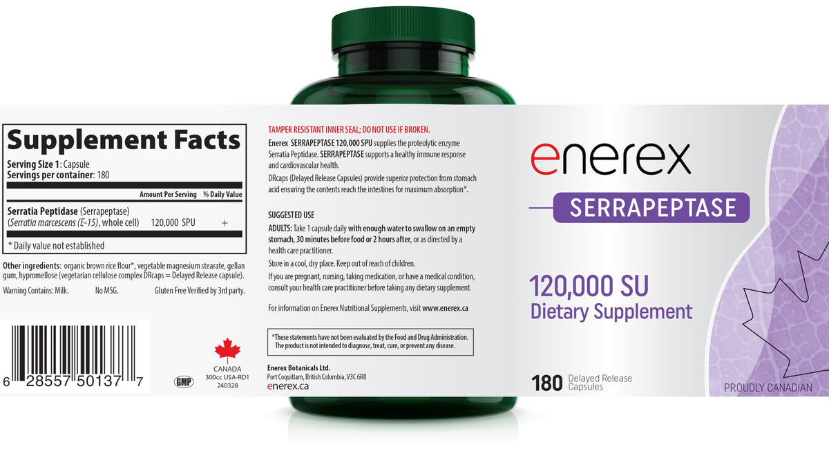 Enerex Serrapeptase 120,000SU 180 DRcaps