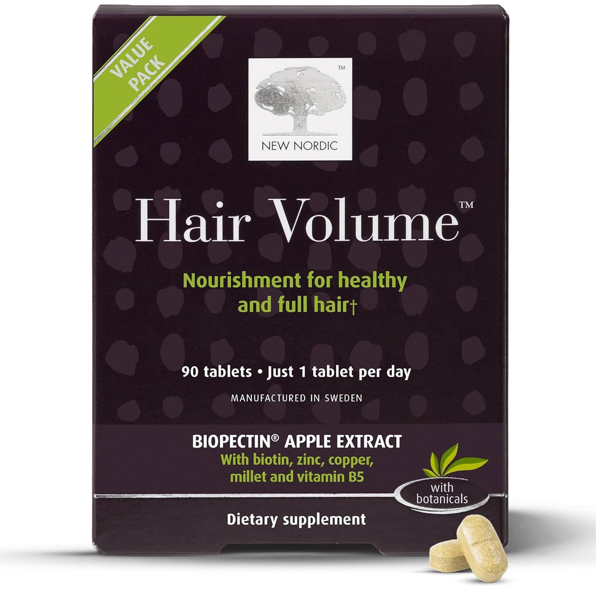 New Nordic Hair Volume Tablets, Made in Sweden, 90 Tablets & 90-Day Supply