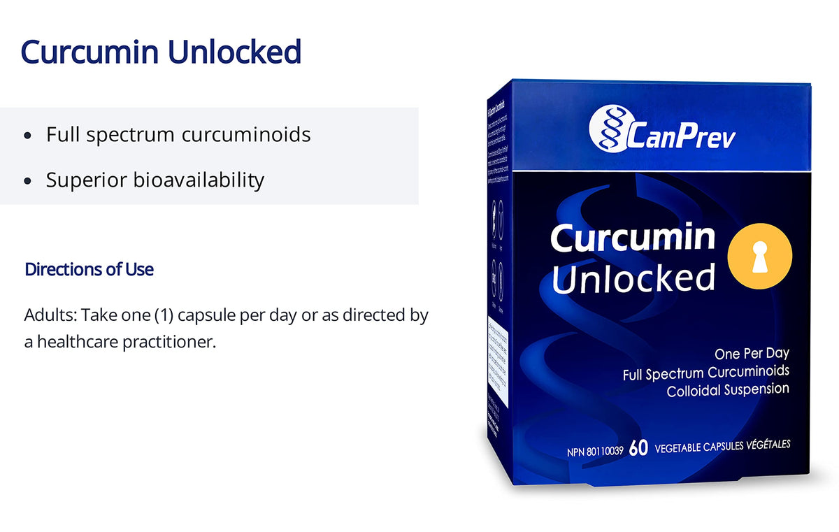 CanPrev Curcumin Unlocked, Turmeric Supplements, 22:1 Extract, 60 V Caps