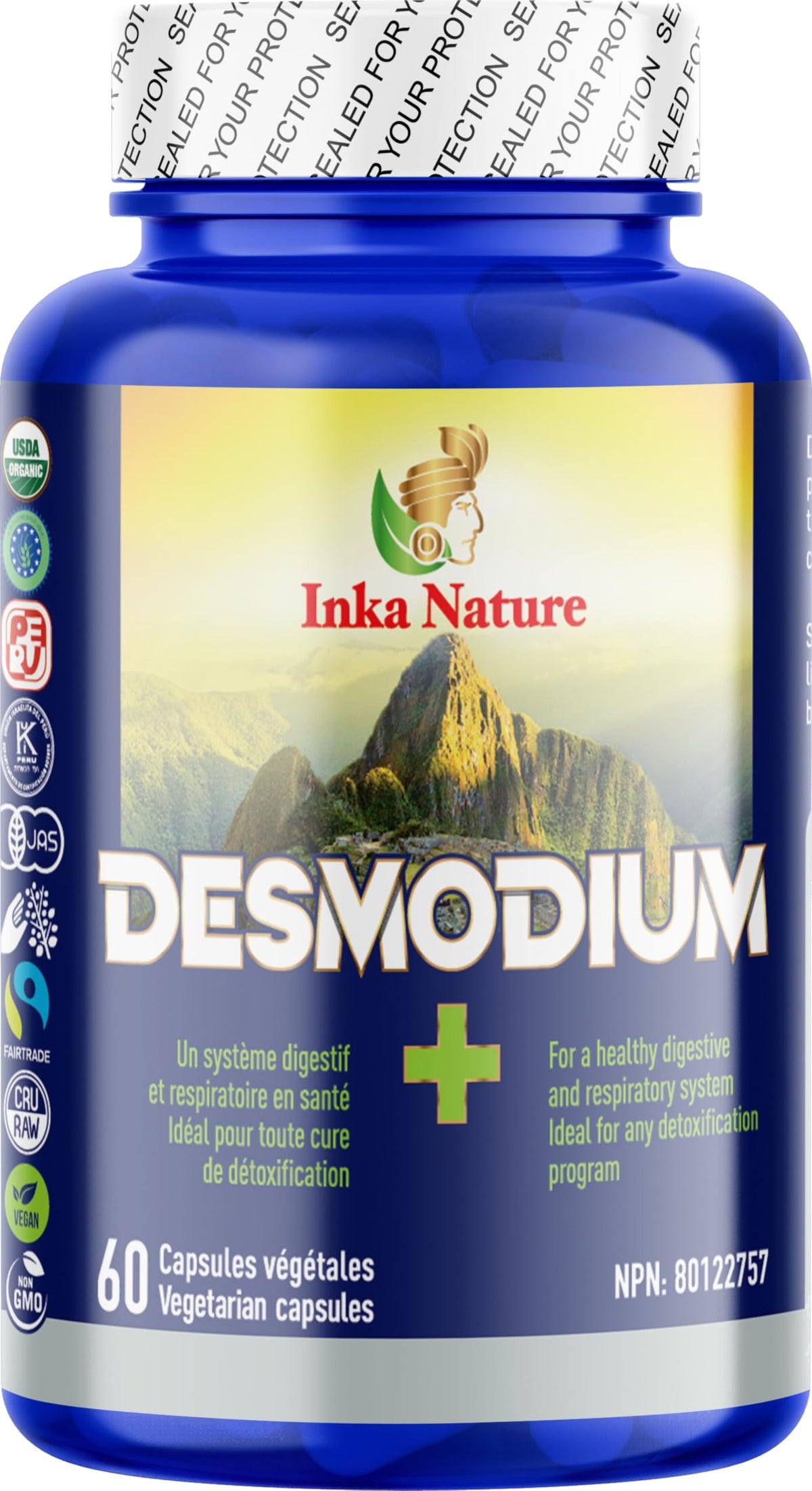 Inka Nature Desmodium 60 Vegan Capsules 15 Days Supply, Herbal Supplement with Plant-Based Ingredients for Daily Wellness, Support Liver Function, Gentle Body Cleanse & Balanced Inner Harmony, Non-GMO
