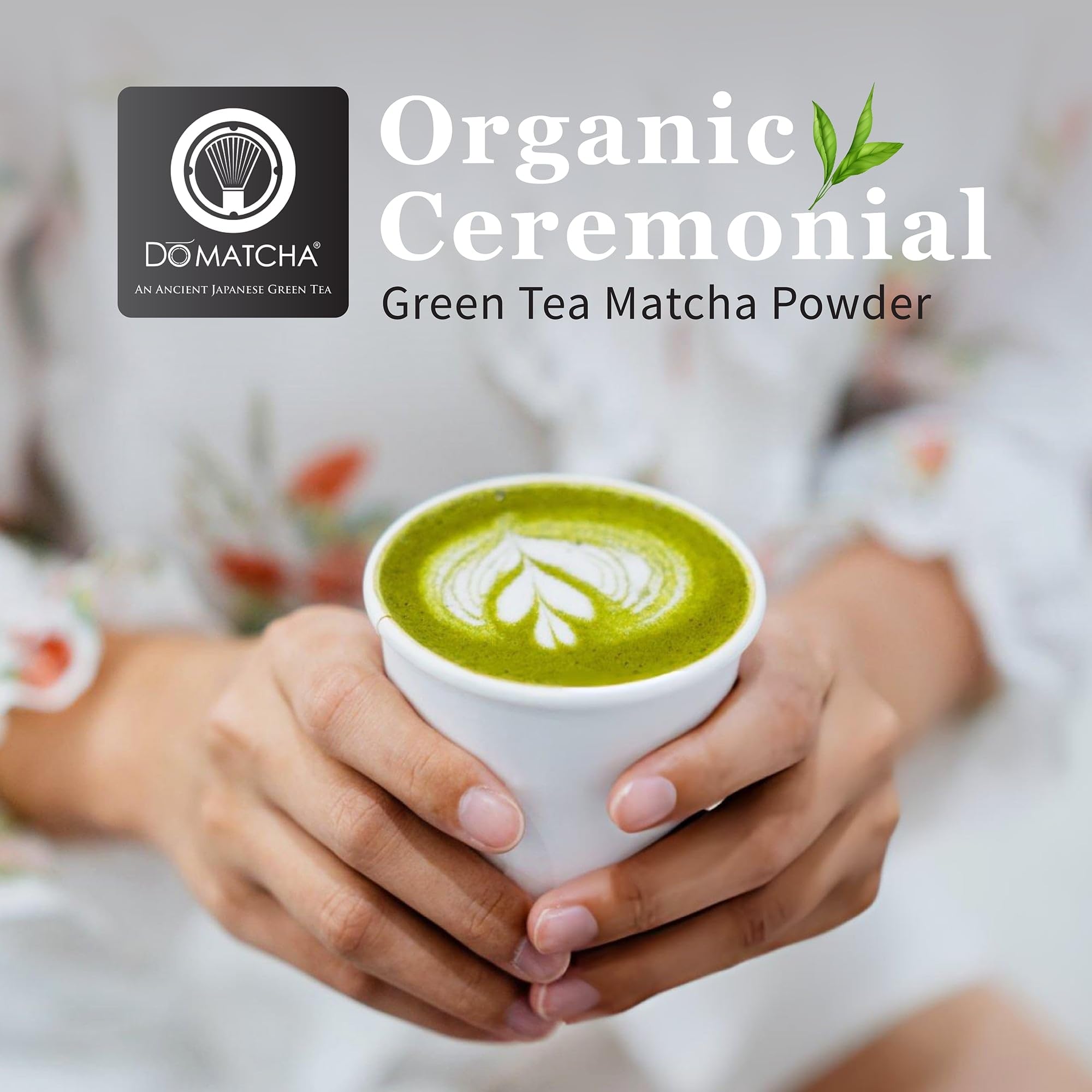 Poudre de Matcha Cérémonial DoMatcha, Thé Vert Japonais d'Uji – Goût Doux et Sucré, Riche en L-Théanine pour le Calme et la Concentration – Idéal pour les Lattes et les Rituels Quotidiens, Certifié Casher