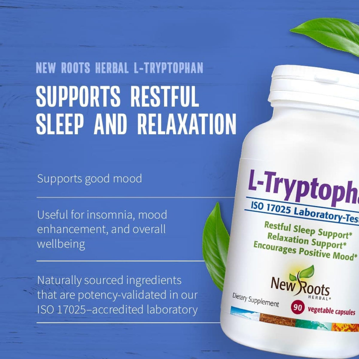 New Roots Herbal L-Tryptophan 220 mg Capsules, 90 Pc