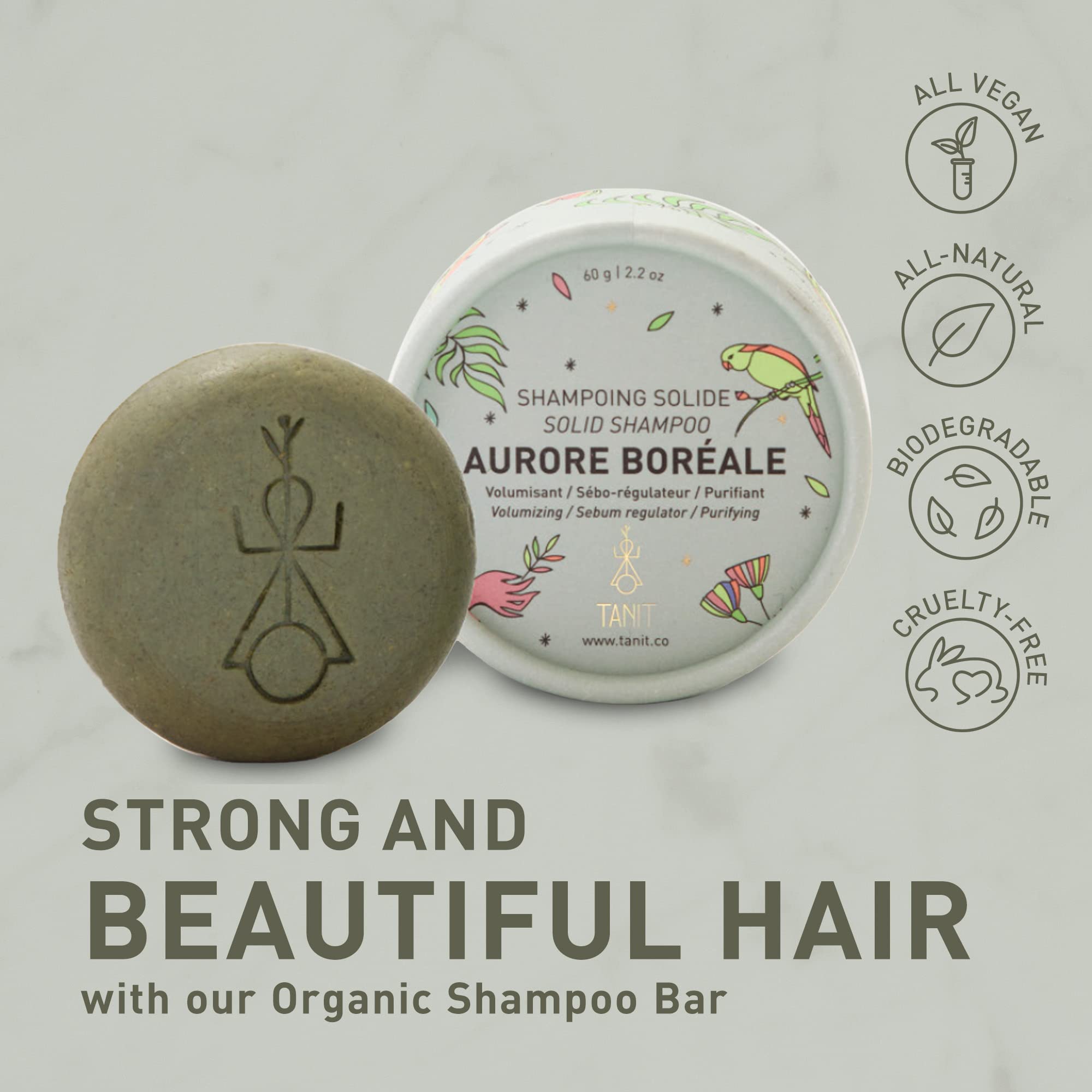 TANIT Ciel D'azur Solid Shampoo Bar - Organic Solid Shampoo for Dry Hair, Shampoing Solide en Barre, Natural Shampoing Bar for Healthy Hair