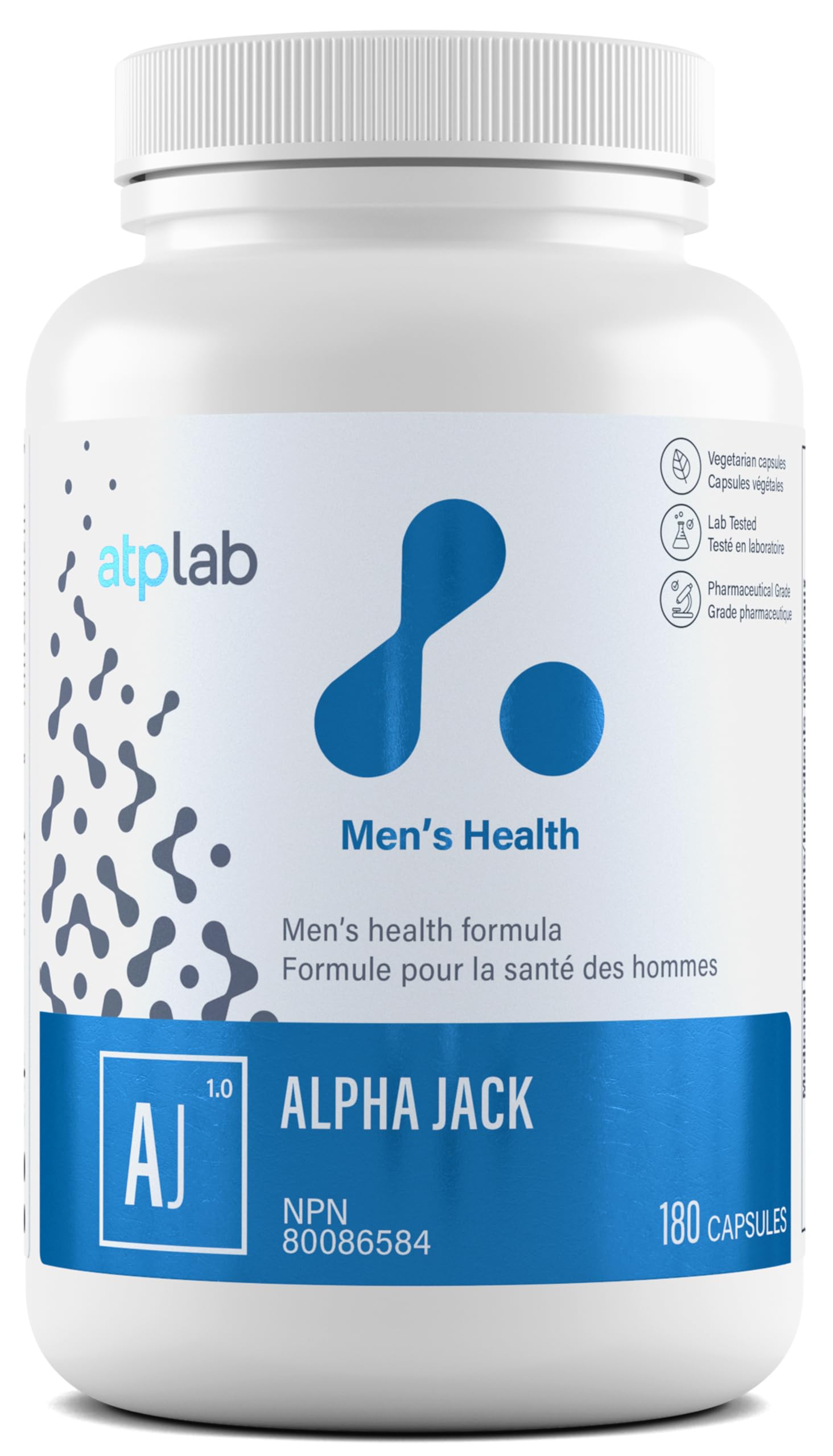 ATP LAB - Alpha Jack 180 capsules, Cure de 30 jours - Supplément de santé masculine - Soutien énergétique et supplément naturel - Supplément antioxydant pour hommes - Formulé et fabriqué au Canada