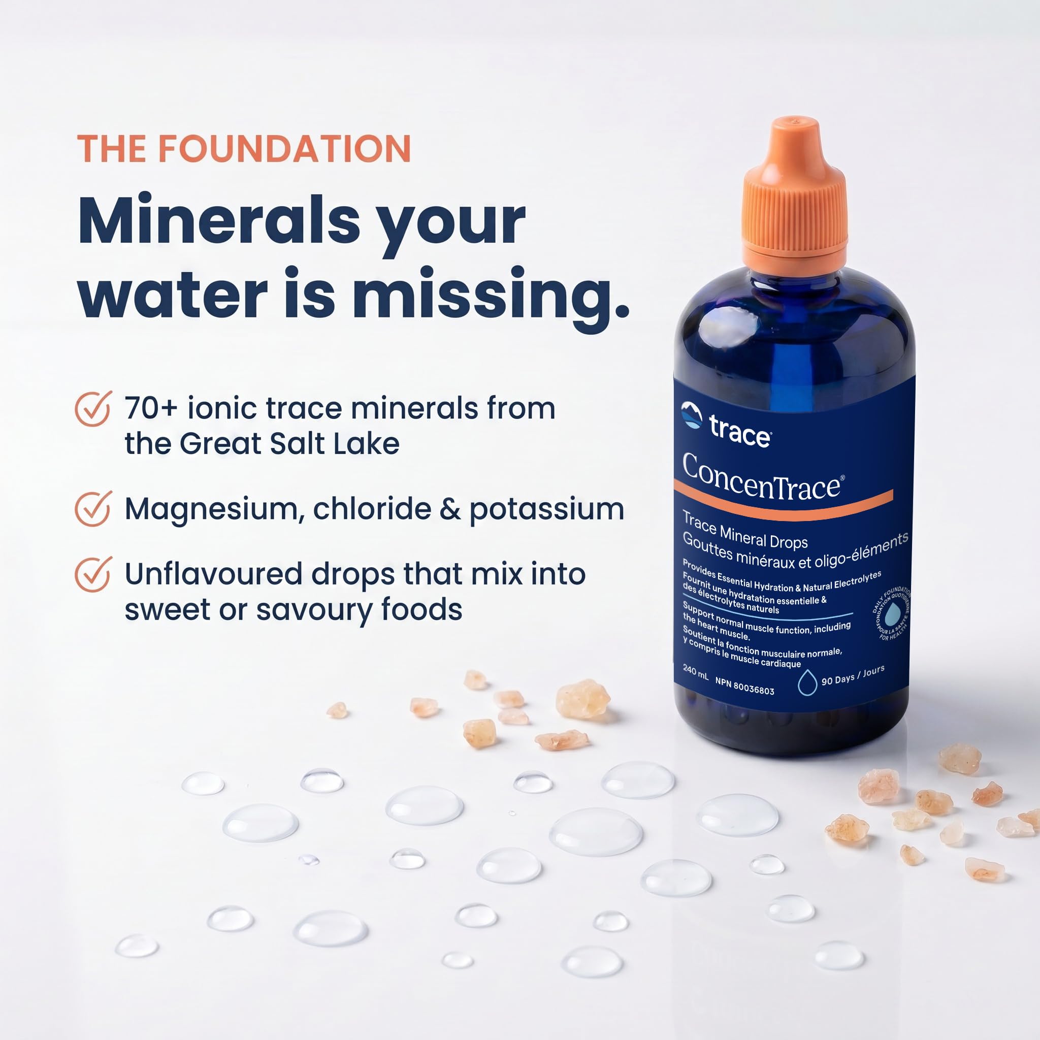 Trace Minerals ConcenTrace Drops | 240 ML, 96 Day Supply | Full Spectrum Minerals | Ionic Liquid Magnesium, Chloride, Potassium | Low Sodium | Energy, Electrolytes, Hydration