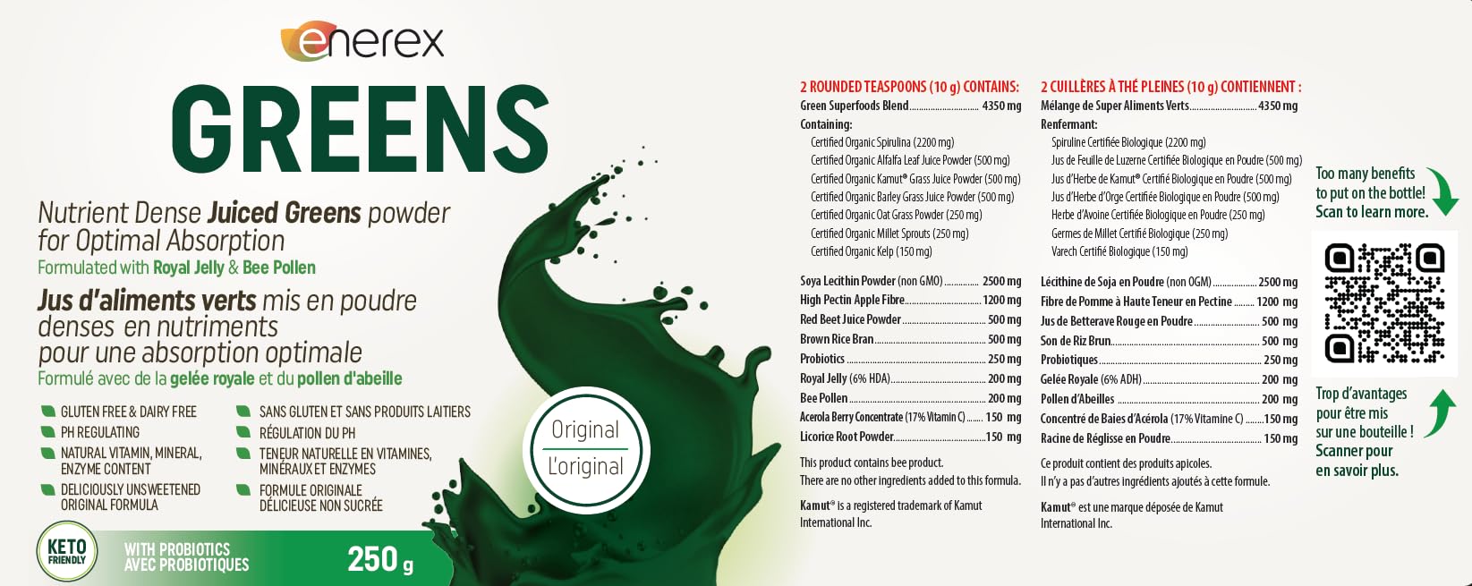 ENEREX - Poudres de jus biologiques certifiées Greens Original