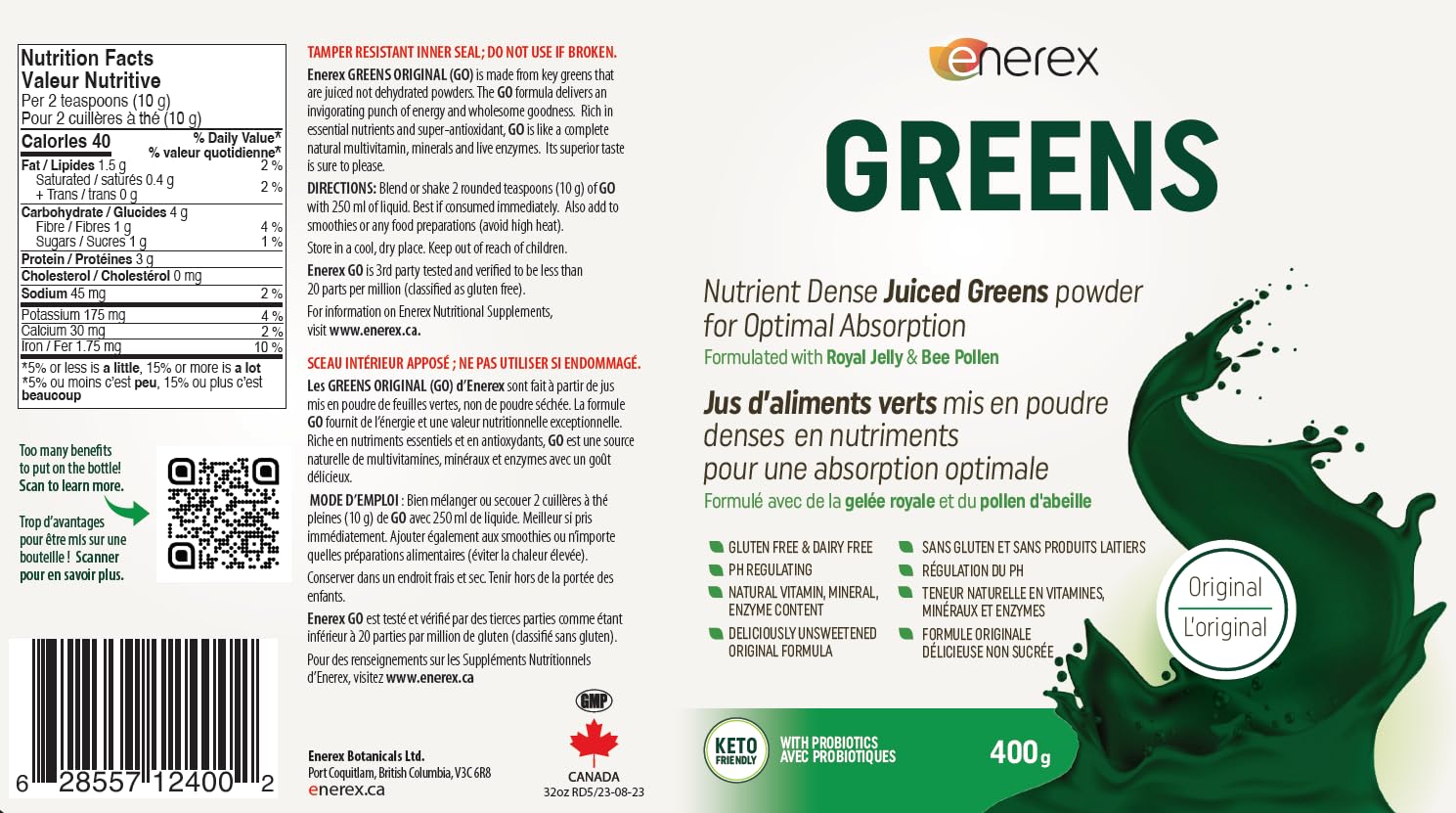 ENEREX - Poudres de jus biologiques certifiées Greens Original