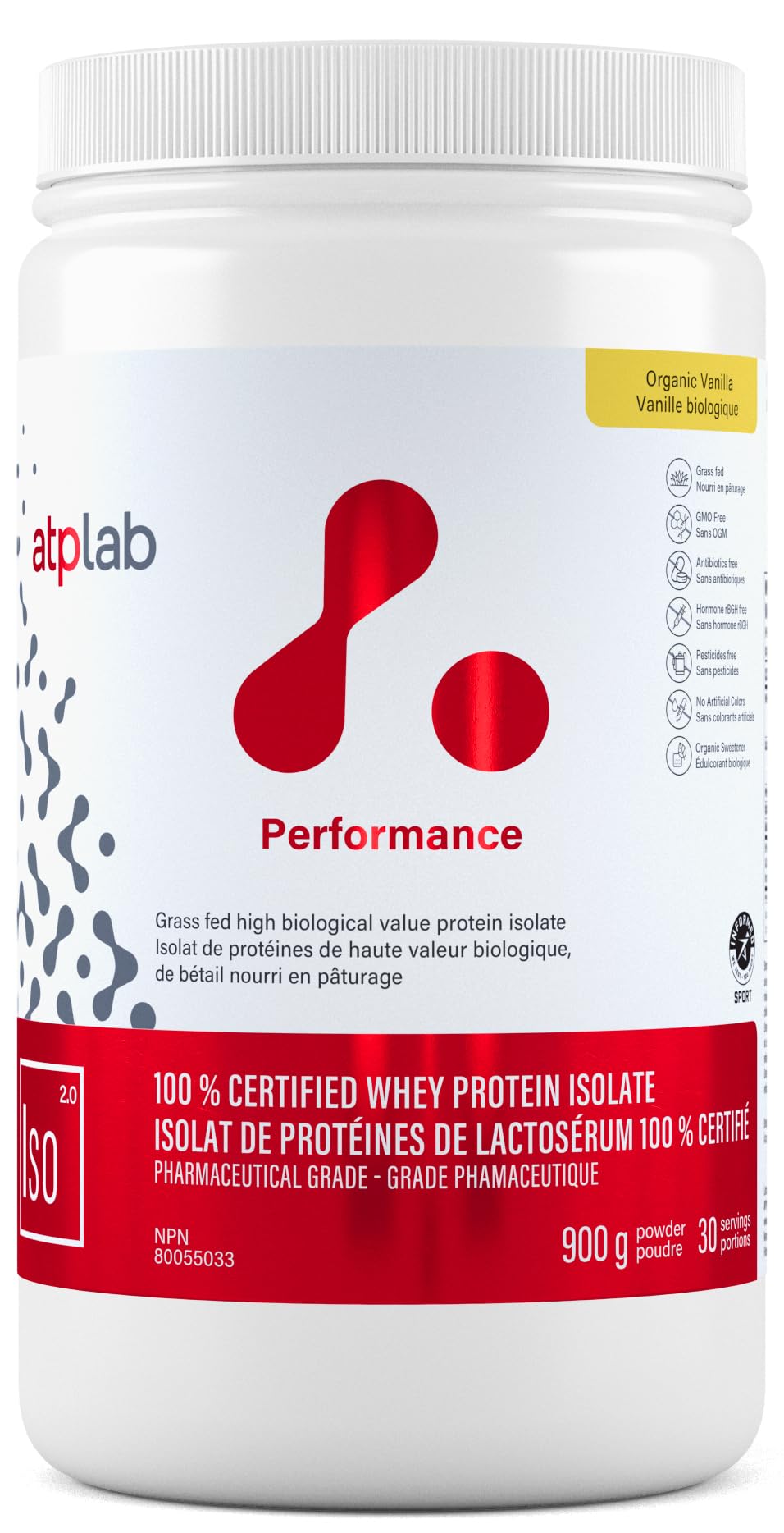 atplab ISO Grass-Fed Whey Isolate Protein Powder, Sugar-Free, Vanilla, 900g